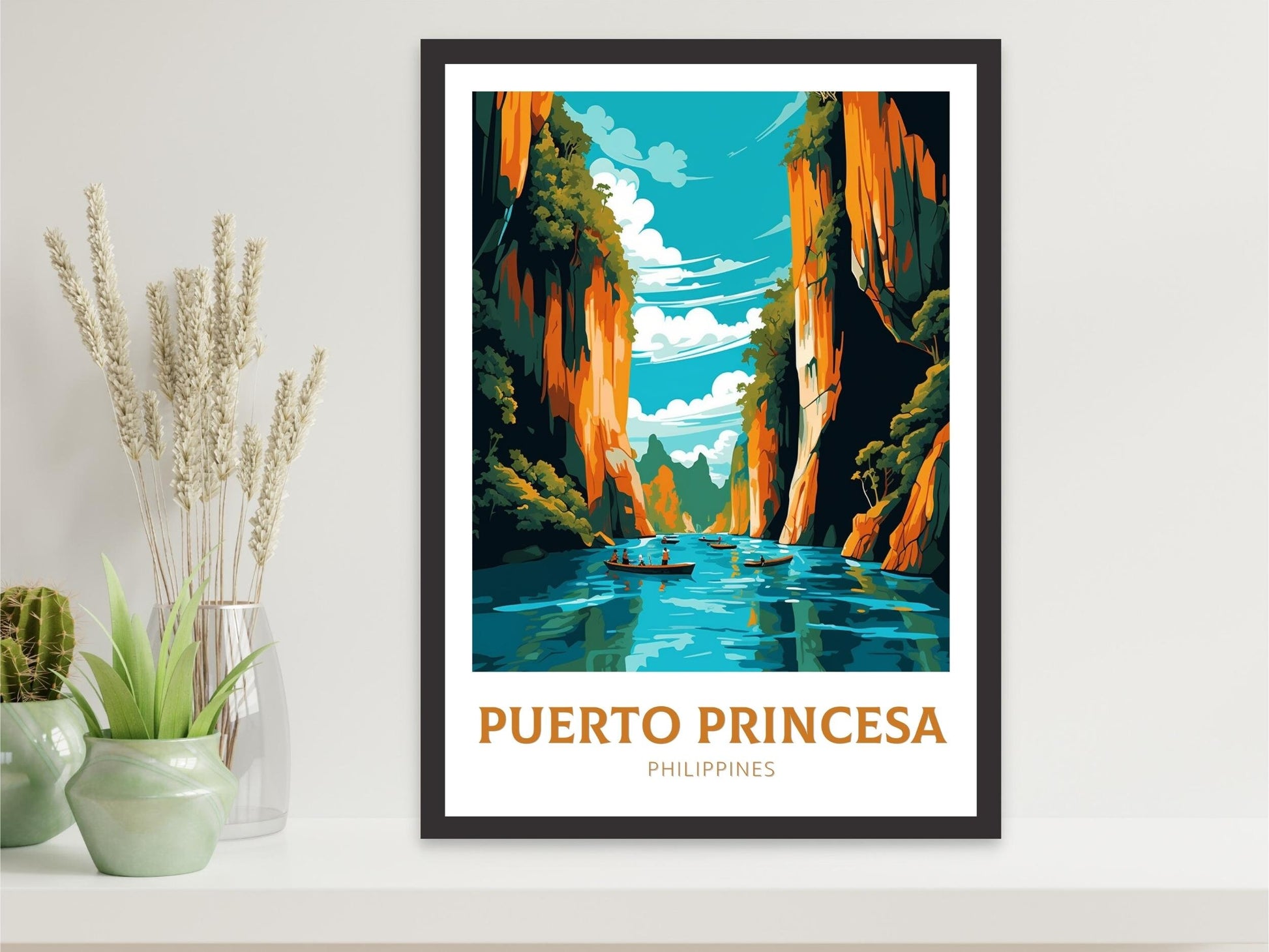 Puerto Princesa Print | Puerto Princesa Poster | Philippines Beach Illustration | Puerto Princesa Travel Print | Philippines Poster | ID 452