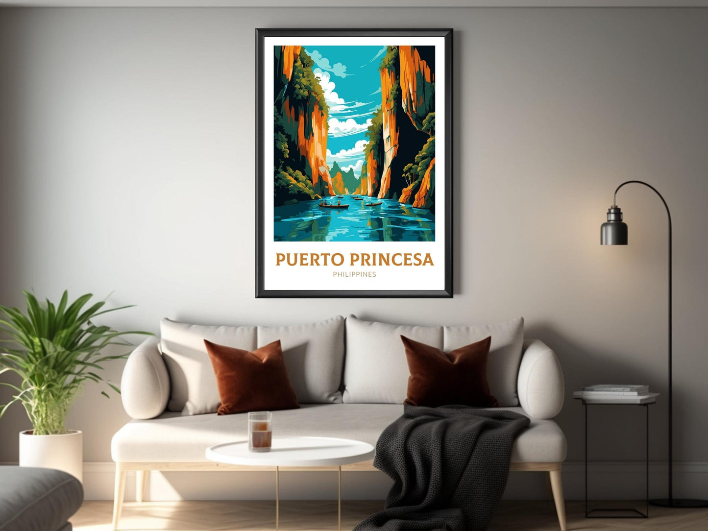 Puerto Princesa Print | Puerto Princesa Poster | Philippines Beach Illustration | Puerto Princesa Travel Print | Philippines Poster | ID 452