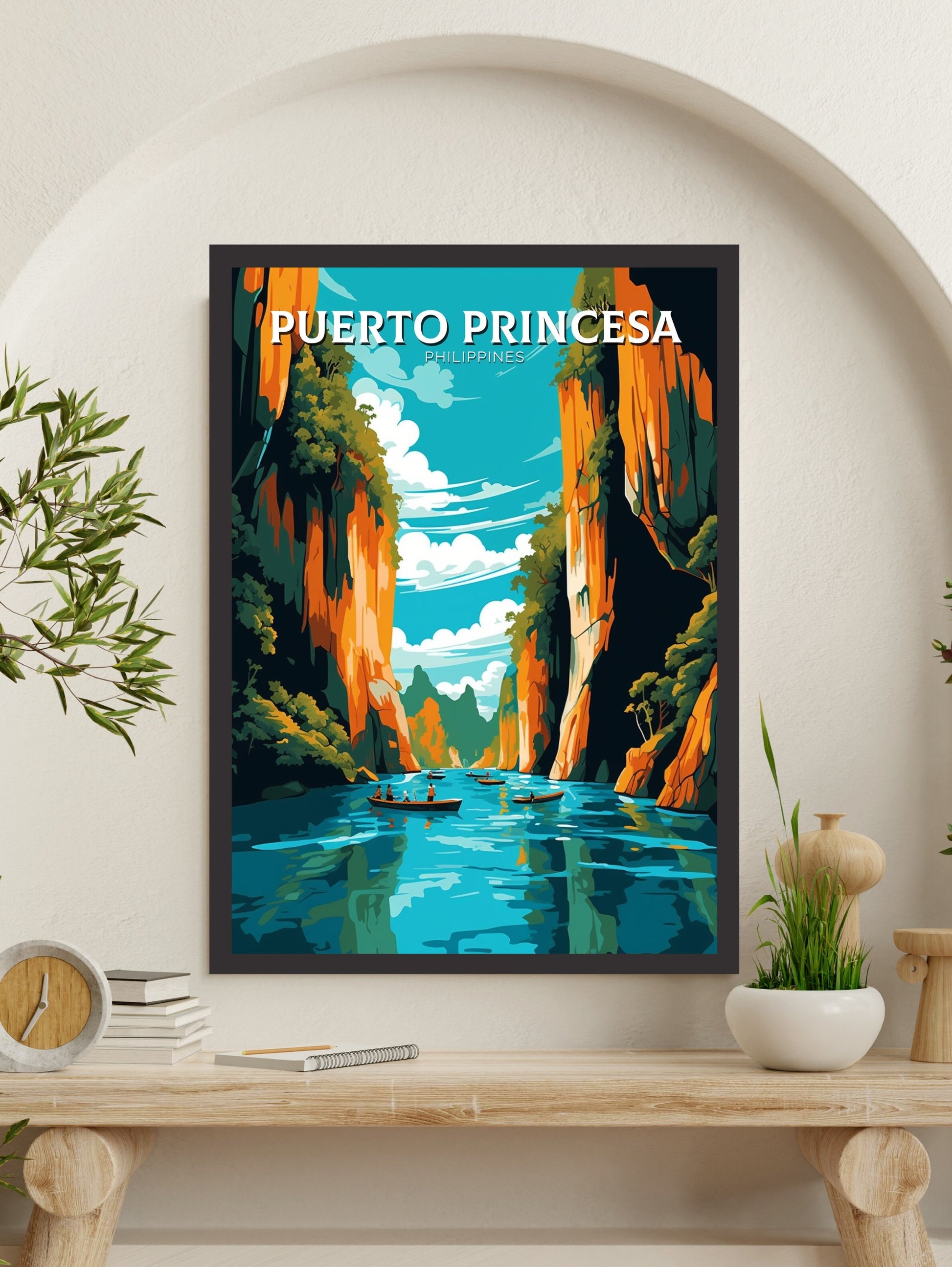 Puerto Princesa Poster | Puerto Princesa Print | Philippines Beach Illustration | Puerto Princesa Travel Poster | Philippines Print | ID 451