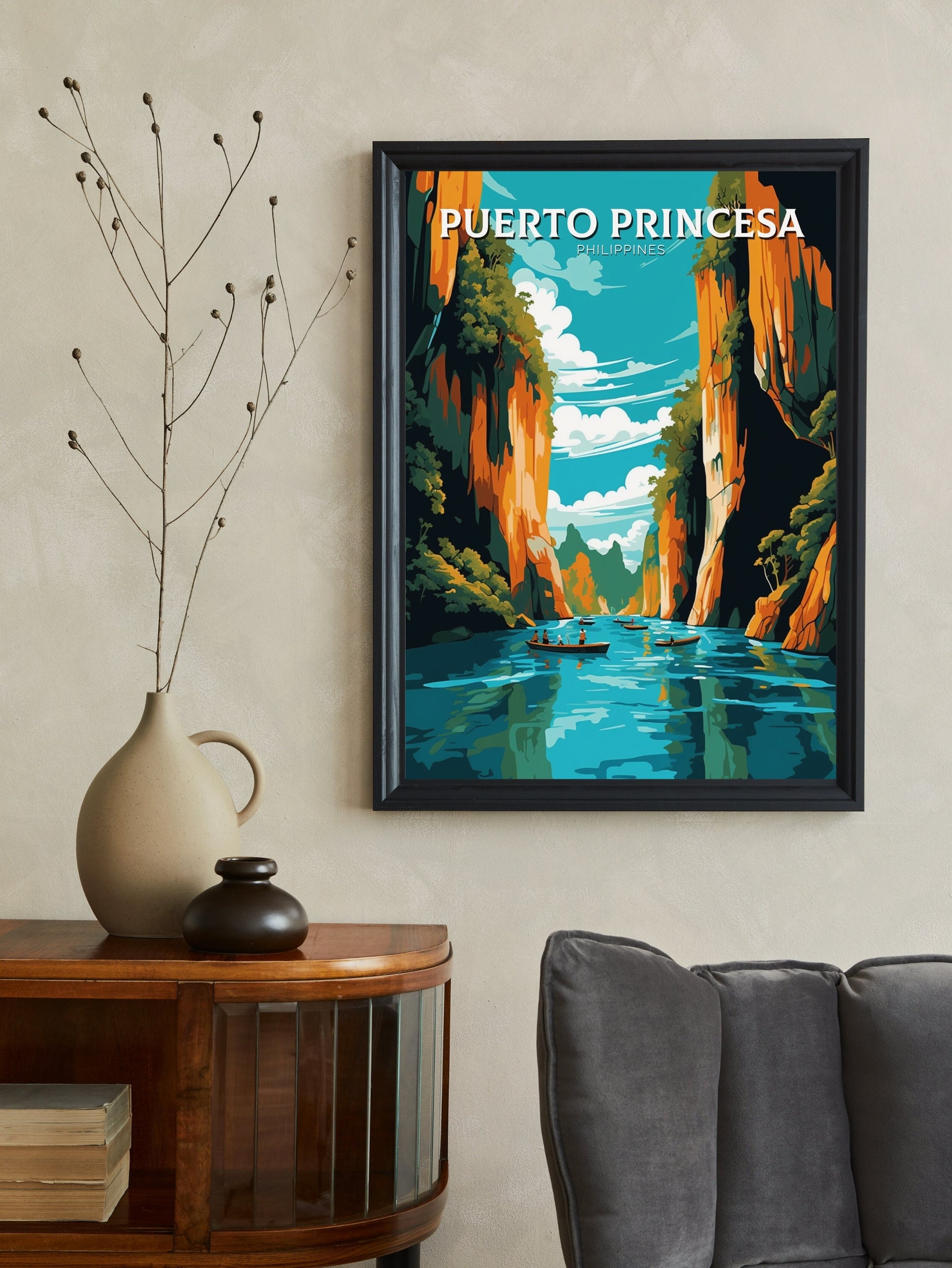 Puerto Princesa Poster | Puerto Princesa Print | Philippines Beach Illustration | Puerto Princesa Travel Poster | Philippines Print | ID 451