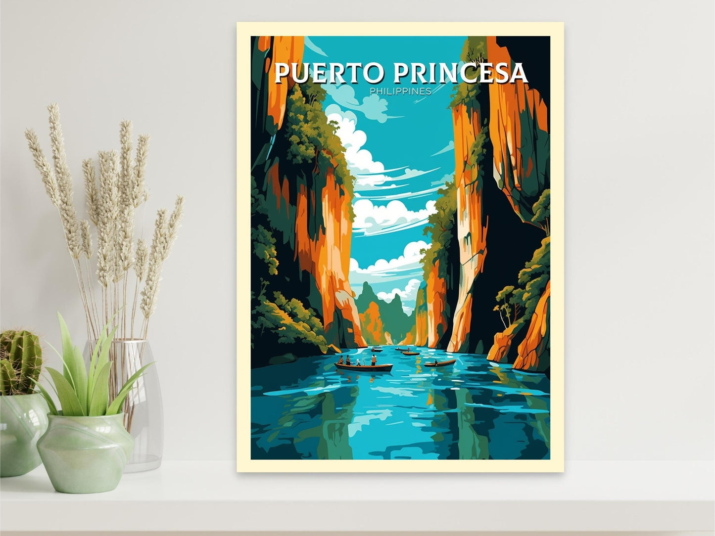 Puerto Princesa Poster | Puerto Princesa Print | Philippines Beach Illustration | Puerto Princesa Travel Poster | Philippines Print | ID 451