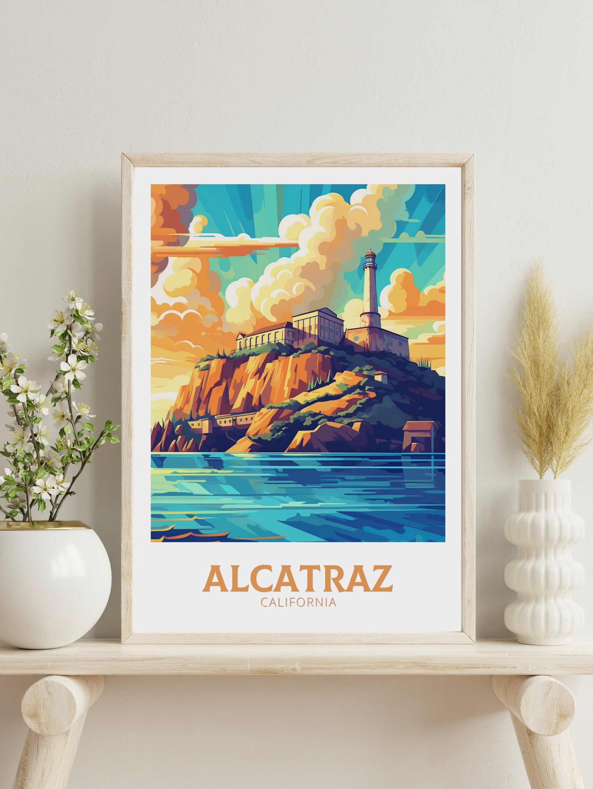 Alcatraz Print | Alcatraz Poster | Alcatraz Poster Design | California | Alcatraz Artwork | Alcatraz Wall Art | USA Home Decor | ID 454