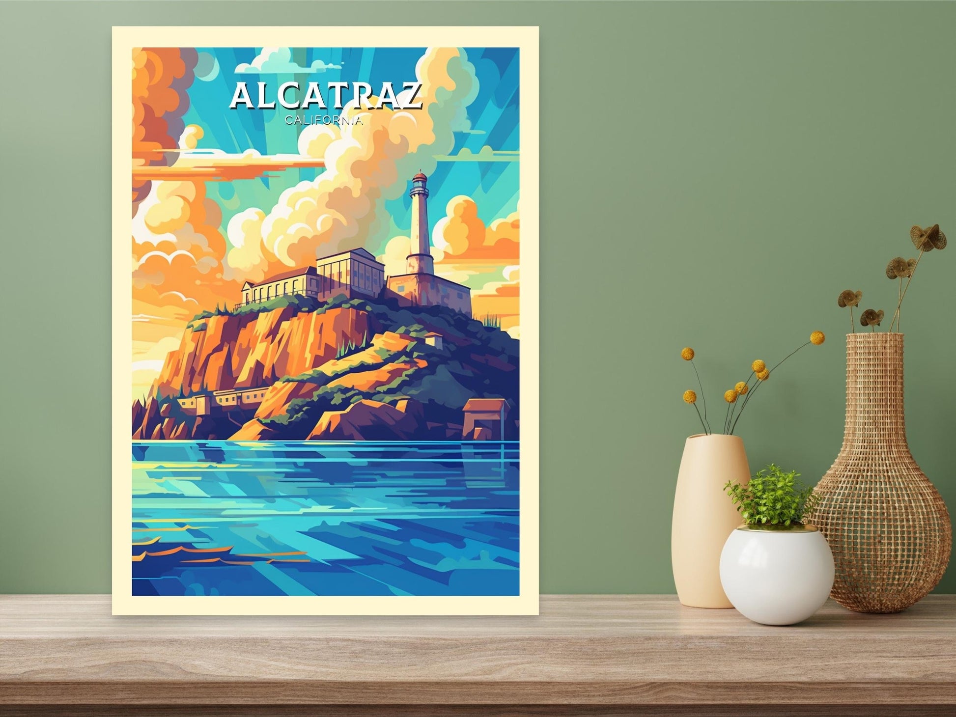 Alcatraz Poster | Alcatraz Print | Alcatraz Print Design | California | Alcatraz Artwork | Alcatraz Wall Art | USA Home Decor | ID 453