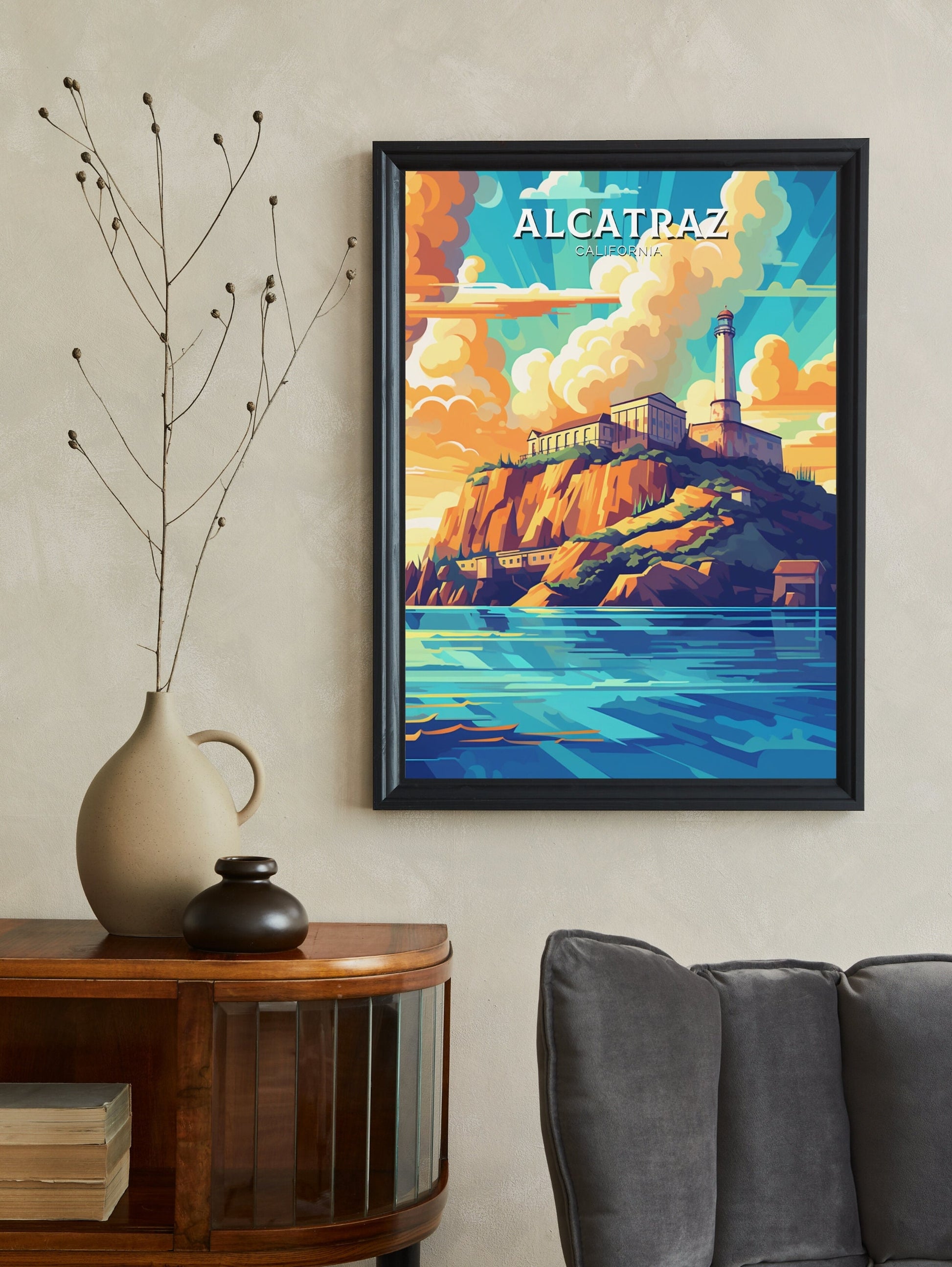 Alcatraz Poster | Alcatraz Print | Alcatraz Print Design | California | Alcatraz Artwork | Alcatraz Wall Art | USA Home Decor | ID 453