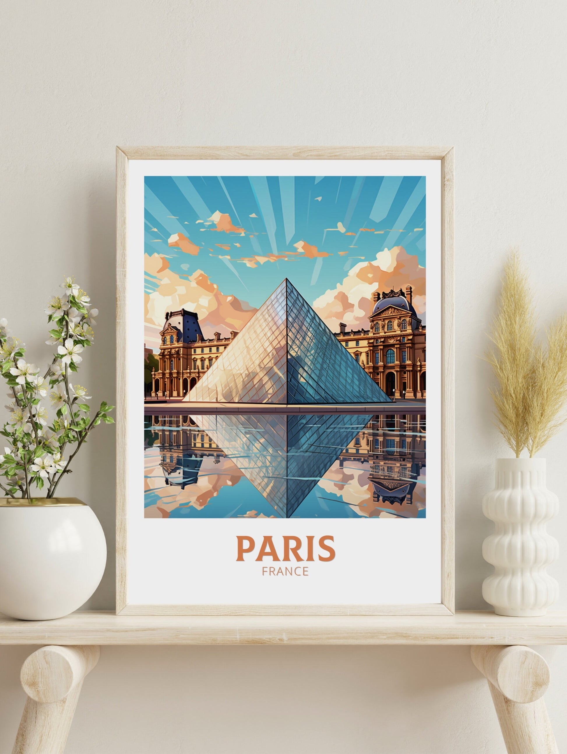 Paris The Louvre Poster | Paris Travel Print | The Louvre Museum Illustration | Paris Wall Art | France Print | Paris France Painting ID 375