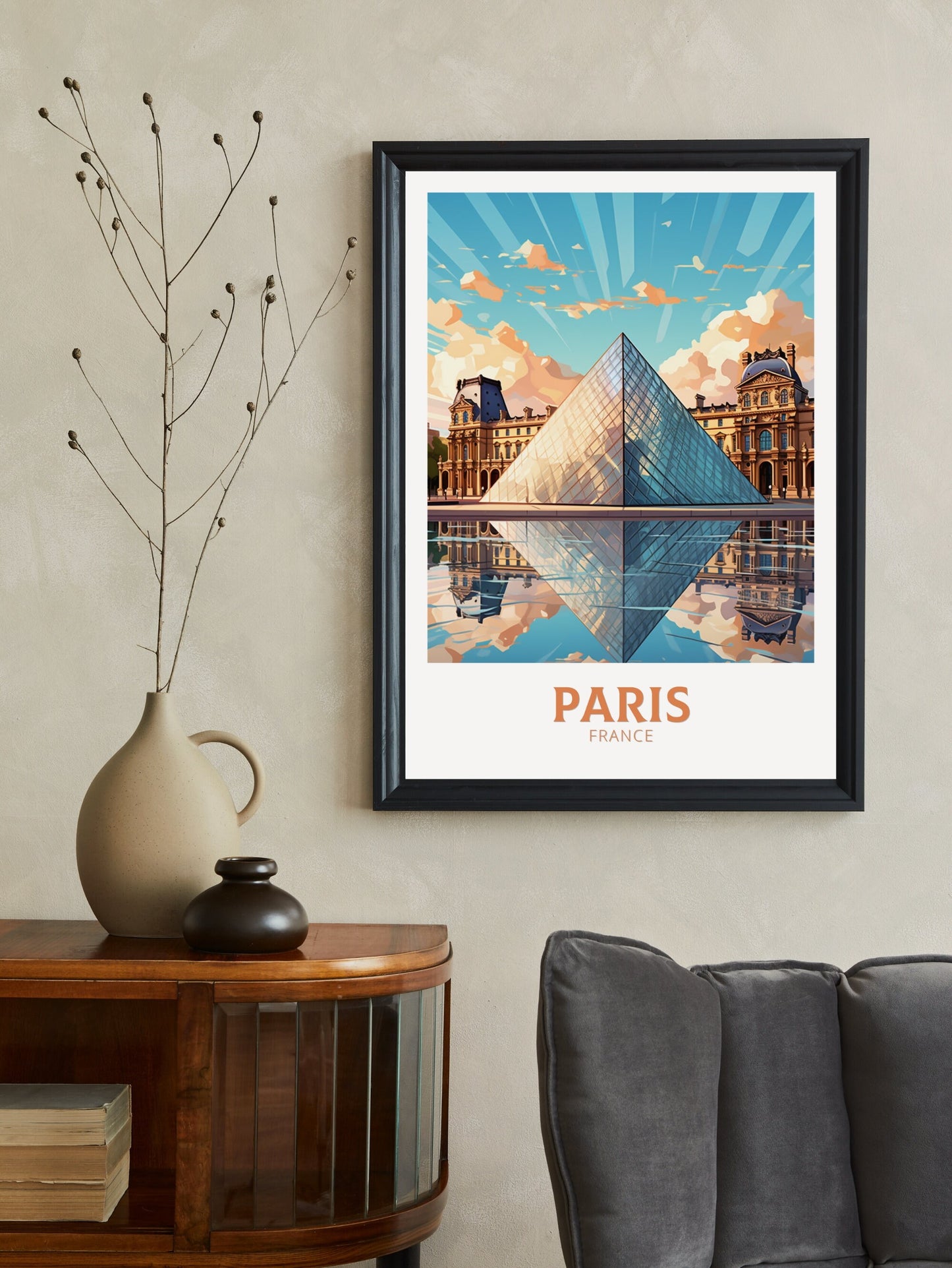 Paris The Louvre Poster | Paris Travel Print | The Louvre Museum Illustration | Paris Wall Art | France Print | Paris France Painting ID 375