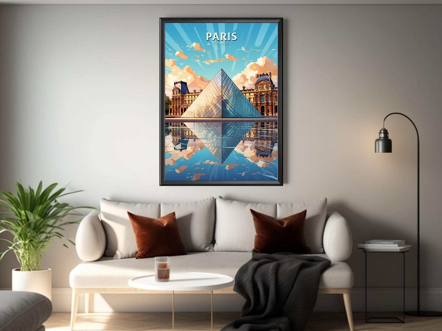 Paris Travel Print | The Louvre Museum Illustration | Paris Wall Art | France Print | Paris Poster | Paris France Louvre Painting | ID 374