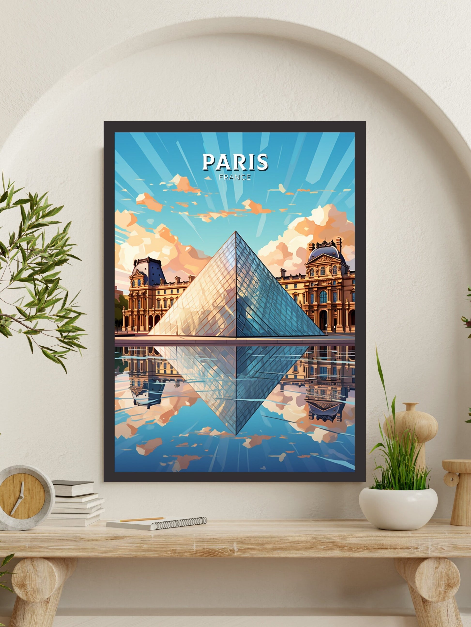 Paris Travel Print | The Louvre Museum Illustration | Paris Wall Art | France Print | Paris Poster | Paris France Louvre Painting | ID 374