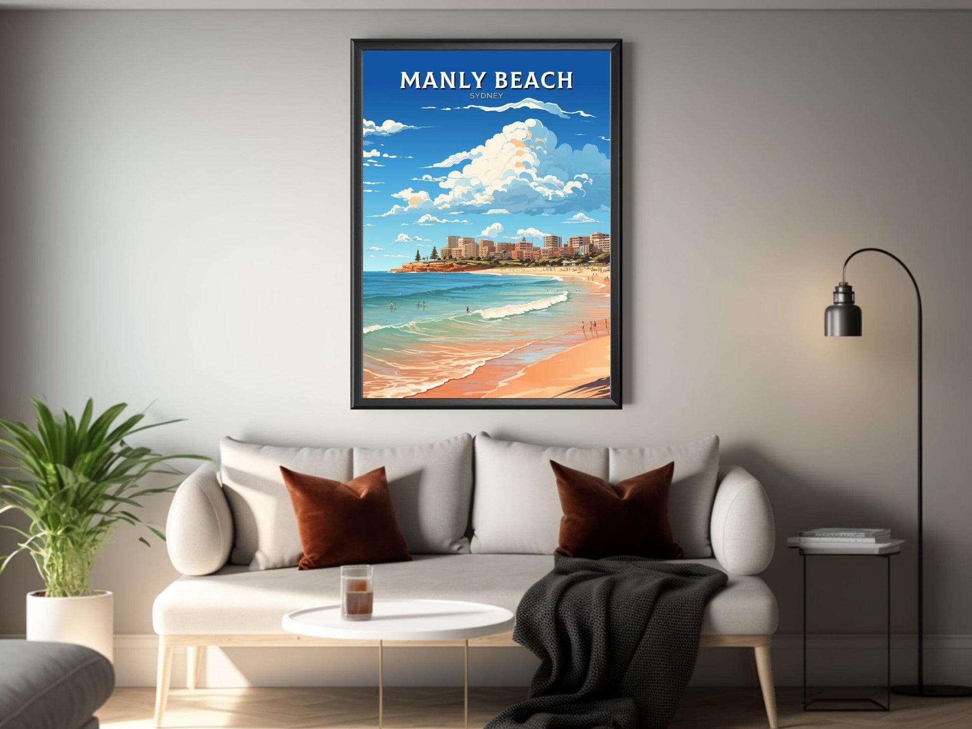 Manly Beach Print | Manly Beach Illustration | Sydney Print | Australia Print | Wall Art | Australia Poster | Manly Beach Poster | ID 529