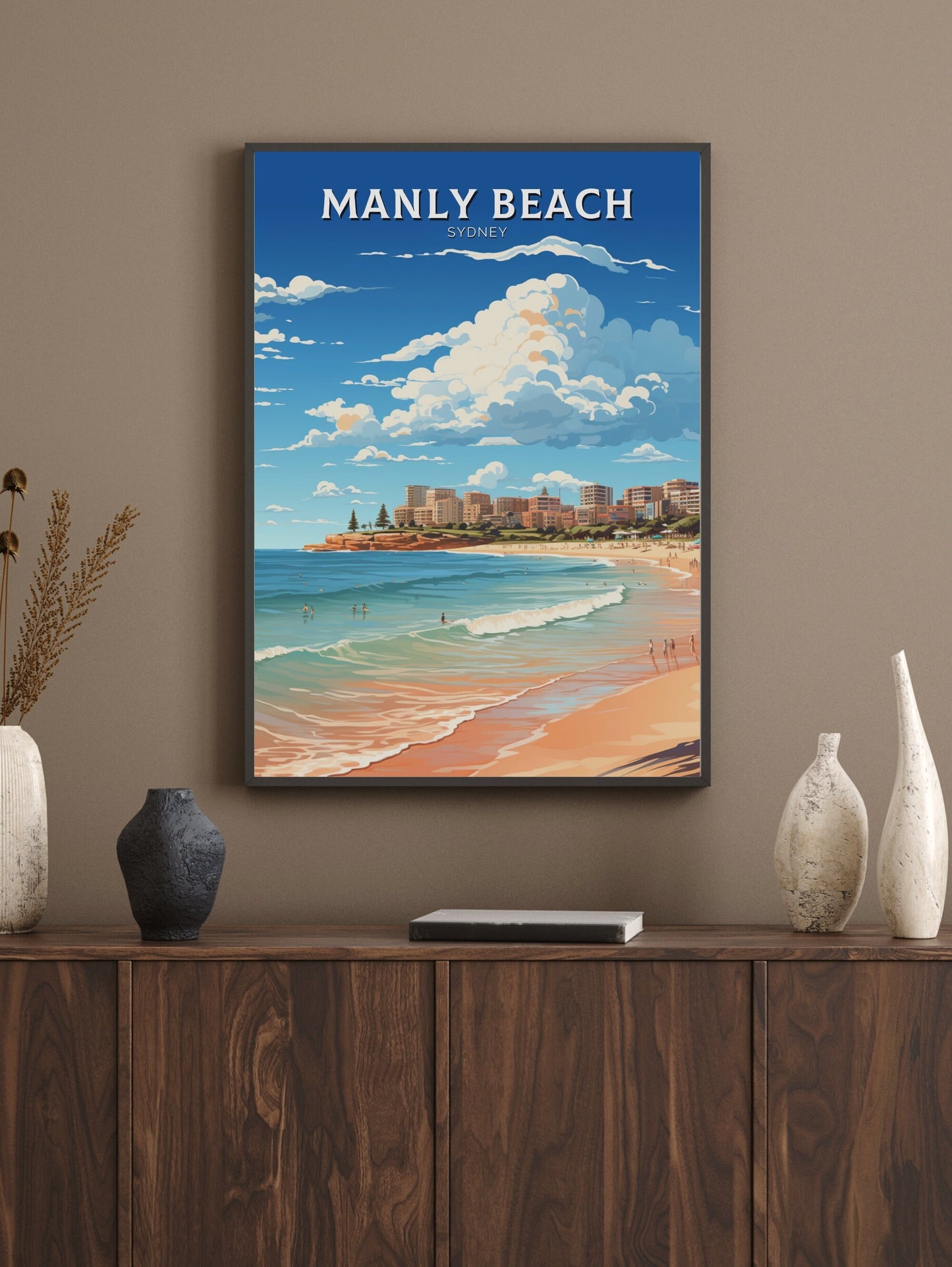 Manly Beach Print | Manly Beach Illustration | Sydney Print | Australia Print | Wall Art | Australia Poster | Manly Beach Poster | ID 529