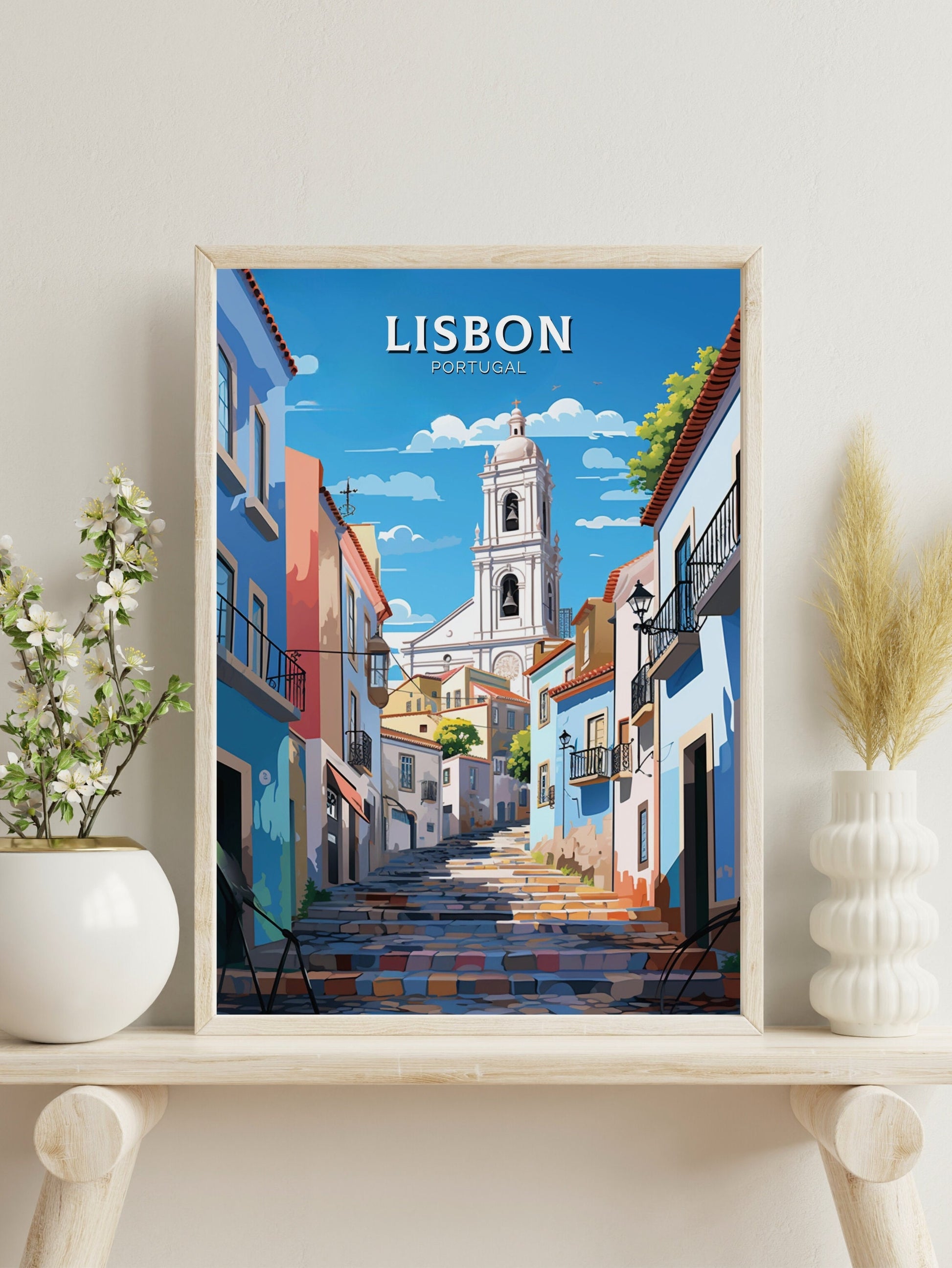 Lisbon Travel Poster | Lisbon Travel Print | Lisbon Illustration | Lisbon Wall Art | Portugal Poster | Lisbon Painting | ID 532