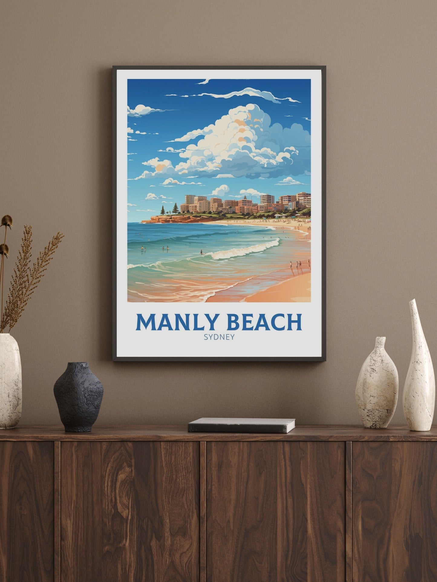 Manly Beach Poster | Manly Beach Print | Manly Beach Illustration | Sydney Print | Australia Print | Wall Art | Australia Poster | ID 530