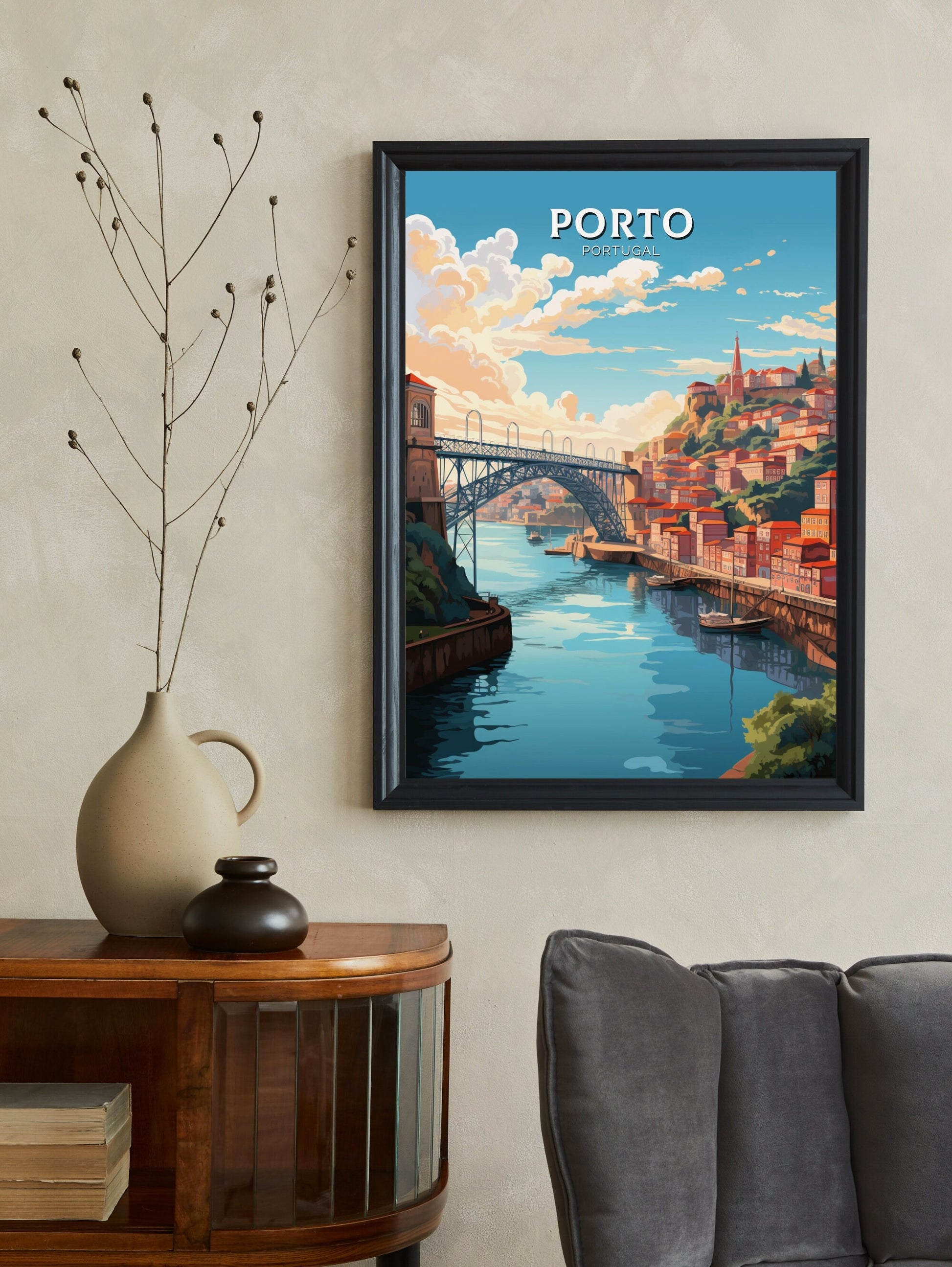 Porto Poster | Porto Travel Print | Porto Illustration | Porto Wall Art | Porto Print | Portugal Print | Vintage Poster | Travel gift ID 538