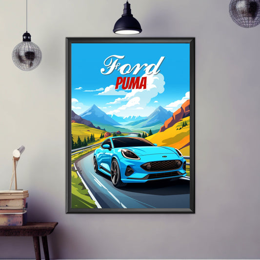 Ford Puma Poster, Ford Puma Print, 2020s Car Print, Car Art, Modern Classic Car, Car Print, Car Poster, SUV Car Print, Off-Roader Print