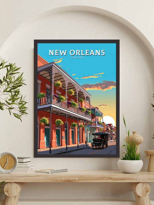 New Orleans Travel Print | New Orleans Poster | New Orleans Illustration | Louisiana Travel Print | New Orleans Wall Art | ID 382