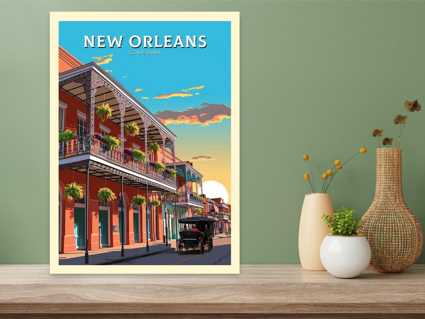 New Orleans Travel Print | New Orleans Poster | New Orleans Illustration | Louisiana Travel Print | New Orleans Wall Art | ID 382