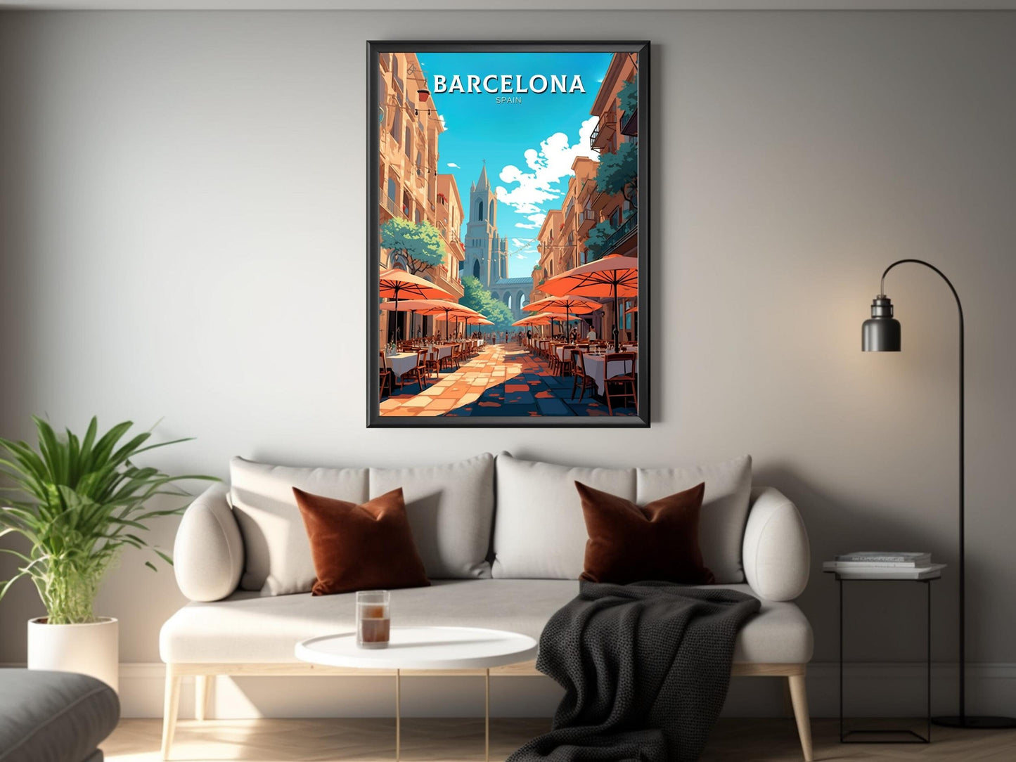 Barcelona Poster | Barcelona Travel Print | Barcelona Illustration | Barcelona Wall Art | Spain Print | Barcelona Spain Painting | ID 459