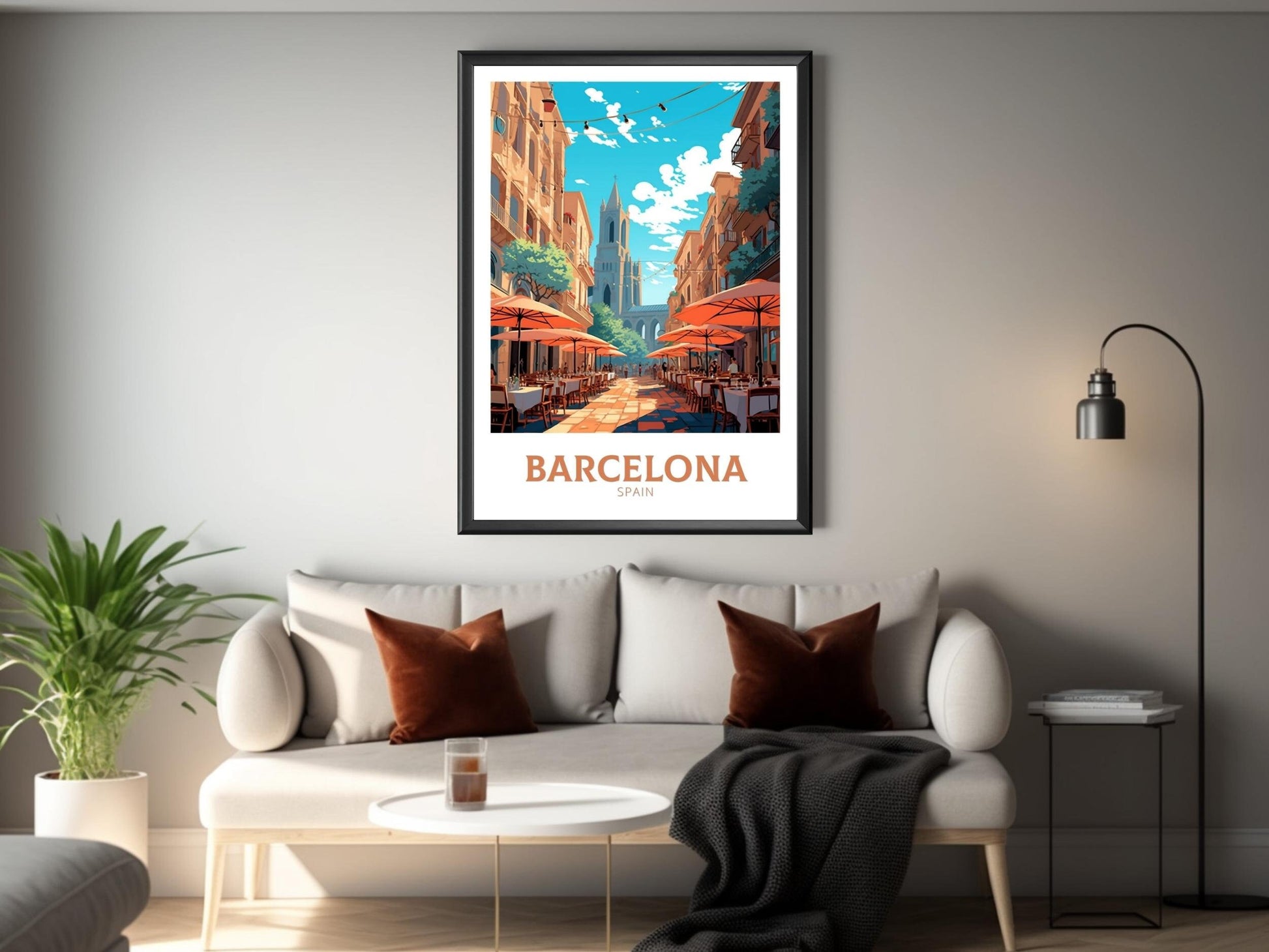 Barcelona Print | Barcelona Travel Poster | Barcelona Illustration | Barcelona Wall Art | Spain Poster | Barcelona Spain Painting | ID 460