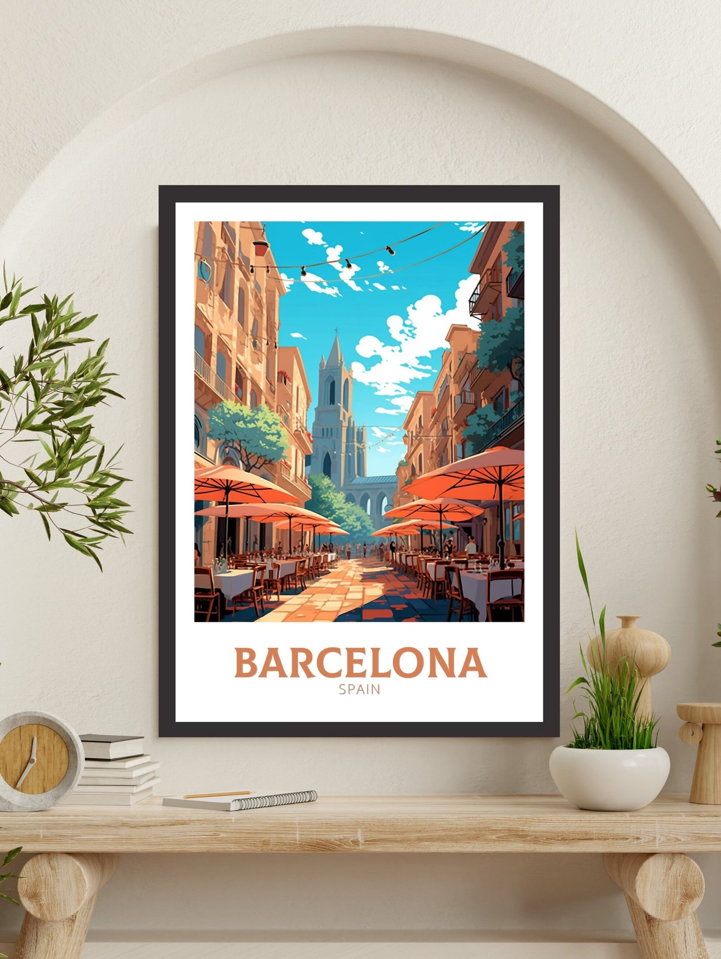 Barcelona Print | Barcelona Travel Poster | Barcelona Illustration | Barcelona Wall Art | Spain Poster | Barcelona Spain Painting | ID 460