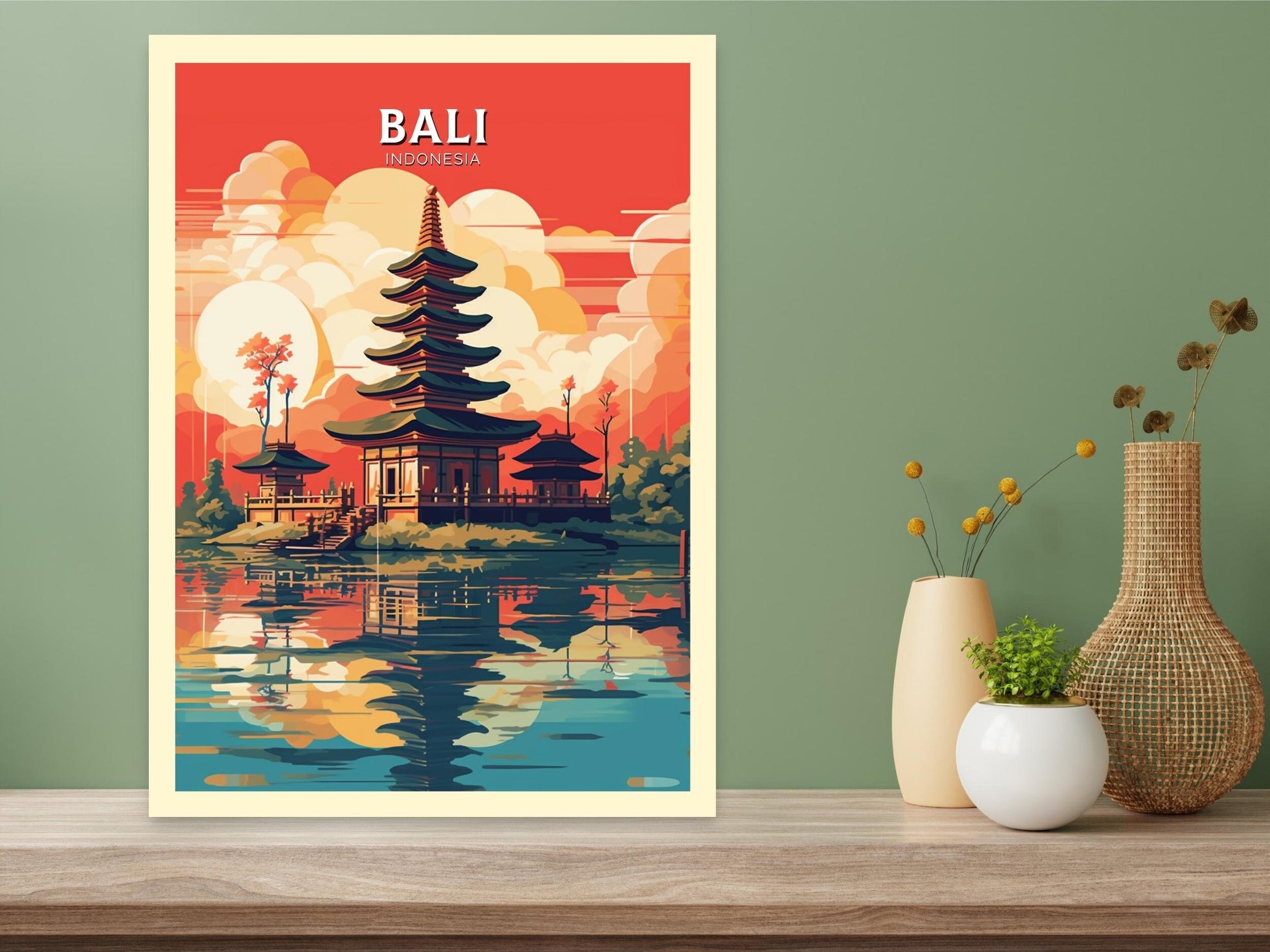 Bali Poster | Bali Print | Indonesia Travel Gift | Bali Temple Poster | Ulun Danu Temple Poster | Bali Travel Print | Bali Wall Art | ID 461