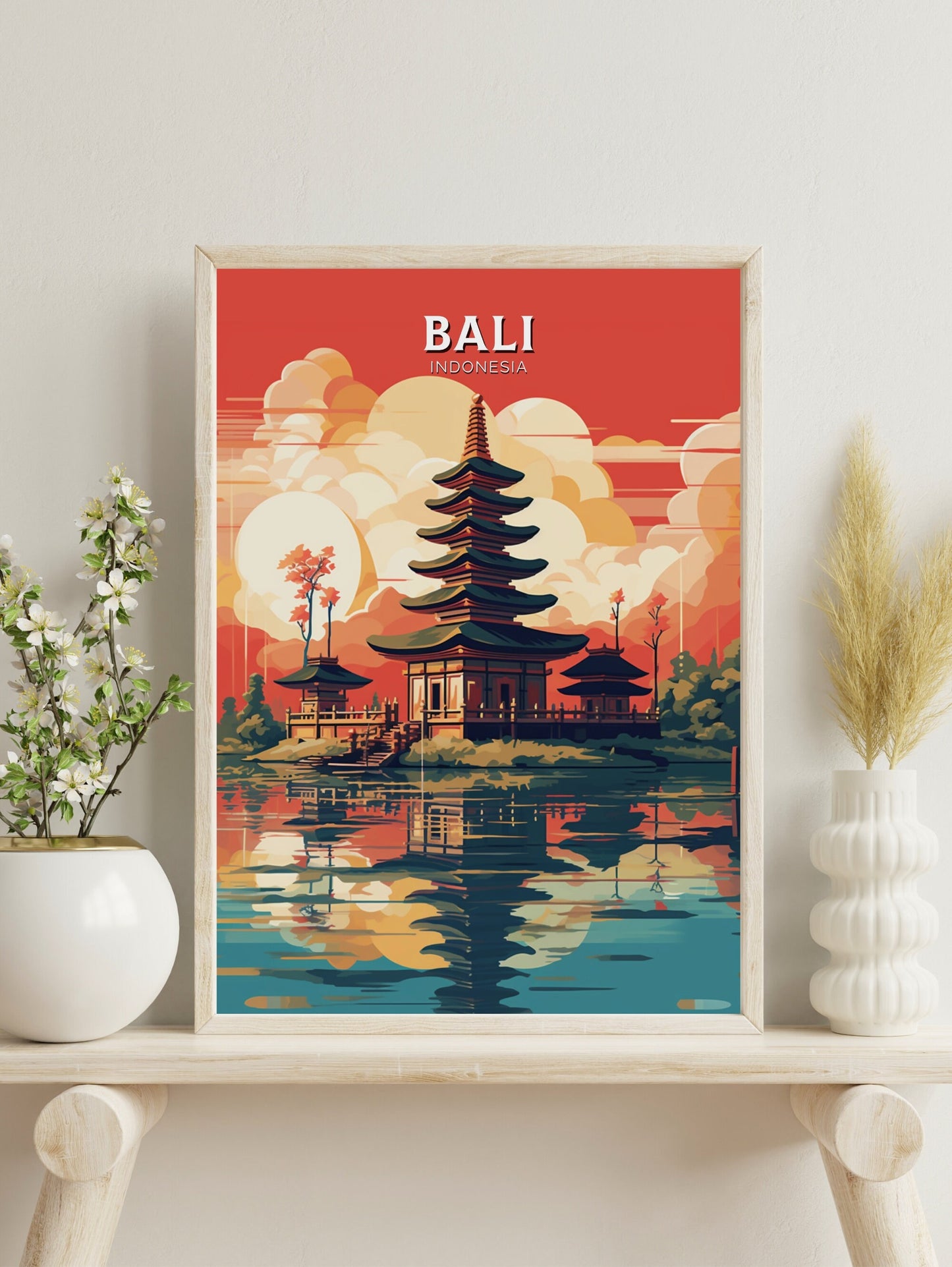 Bali Poster | Bali Print | Indonesia Travel Gift | Bali Temple Poster | Ulun Danu Temple Poster | Bali Travel Print | Bali Wall Art | ID 461