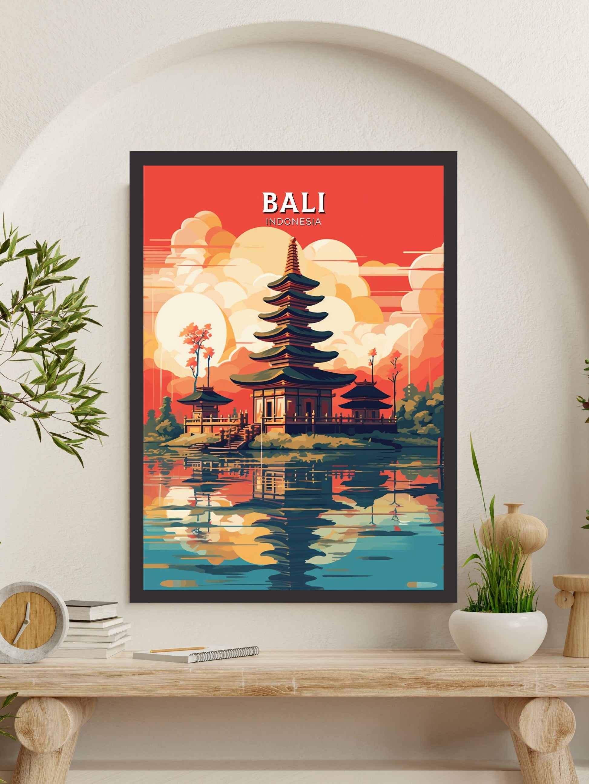 Bali Poster | Bali Print | Indonesia Travel Gift | Bali Temple Poster | Ulun Danu Temple Poster | Bali Travel Print | Bali Wall Art | ID 461