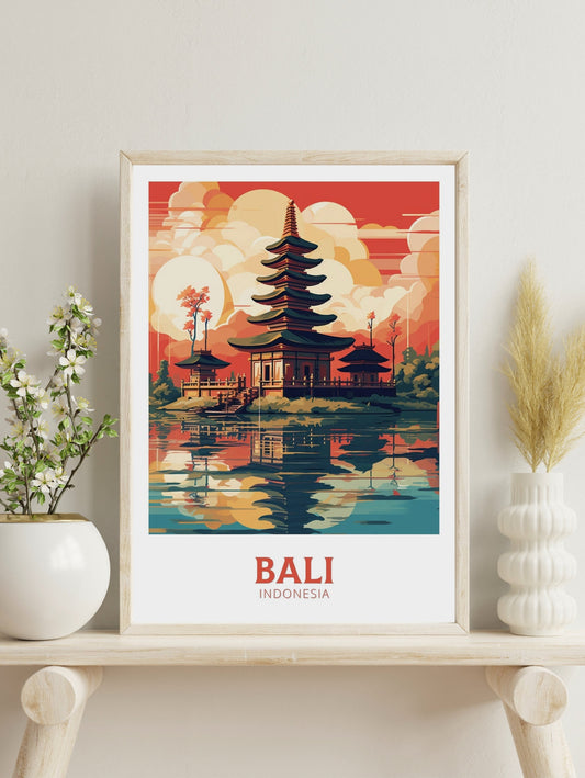 Bali Poster | Bali Print | Indonesia Travel Gift | Bali Temple Poster | Ulun Danu Temple Poster | Bali Travel Print | Bali Wall Art | ID 462