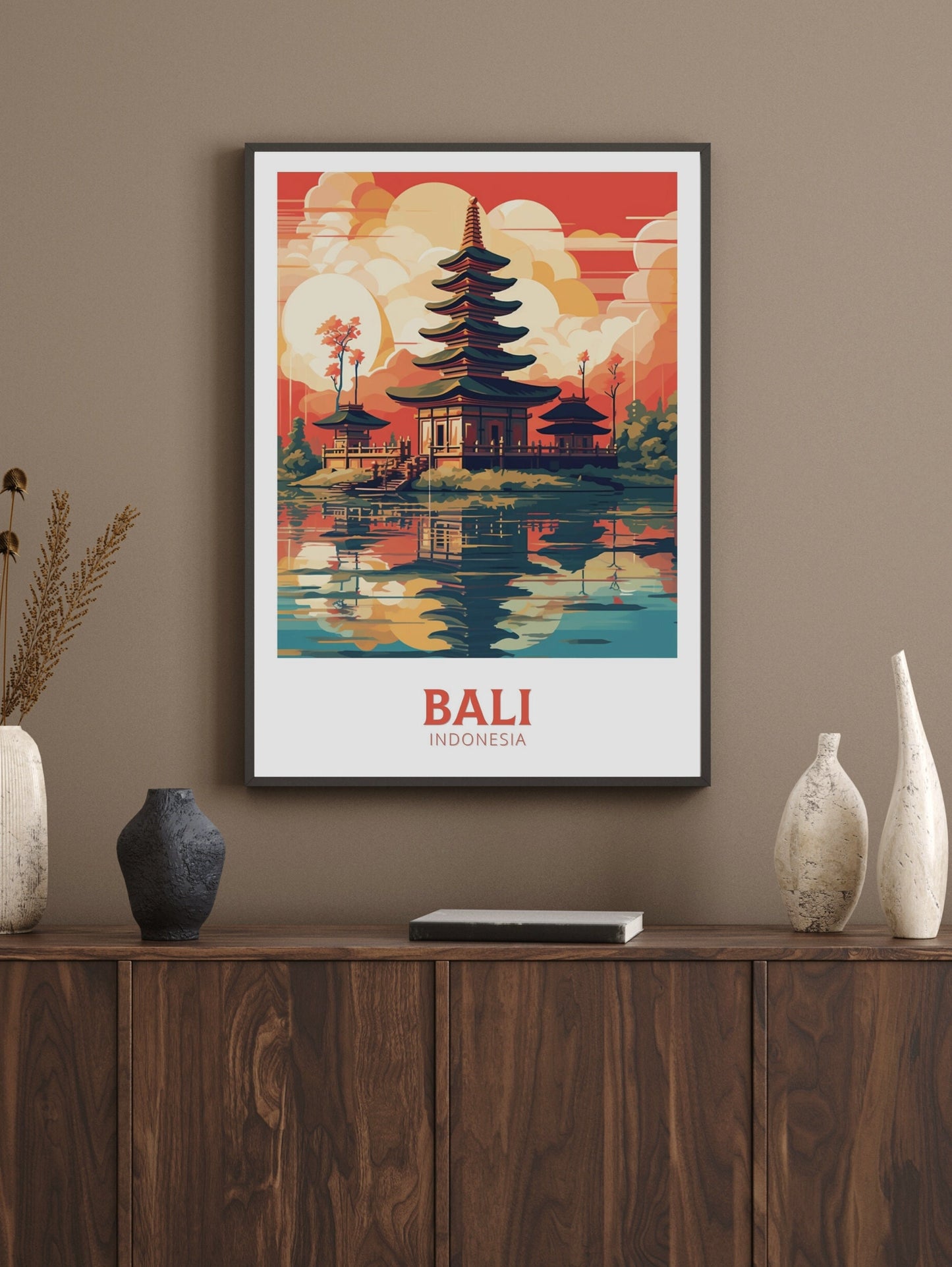 Bali Poster | Bali Print | Indonesia Travel Gift | Bali Temple Poster | Ulun Danu Temple Poster | Bali Travel Print | Bali Wall Art | ID 462