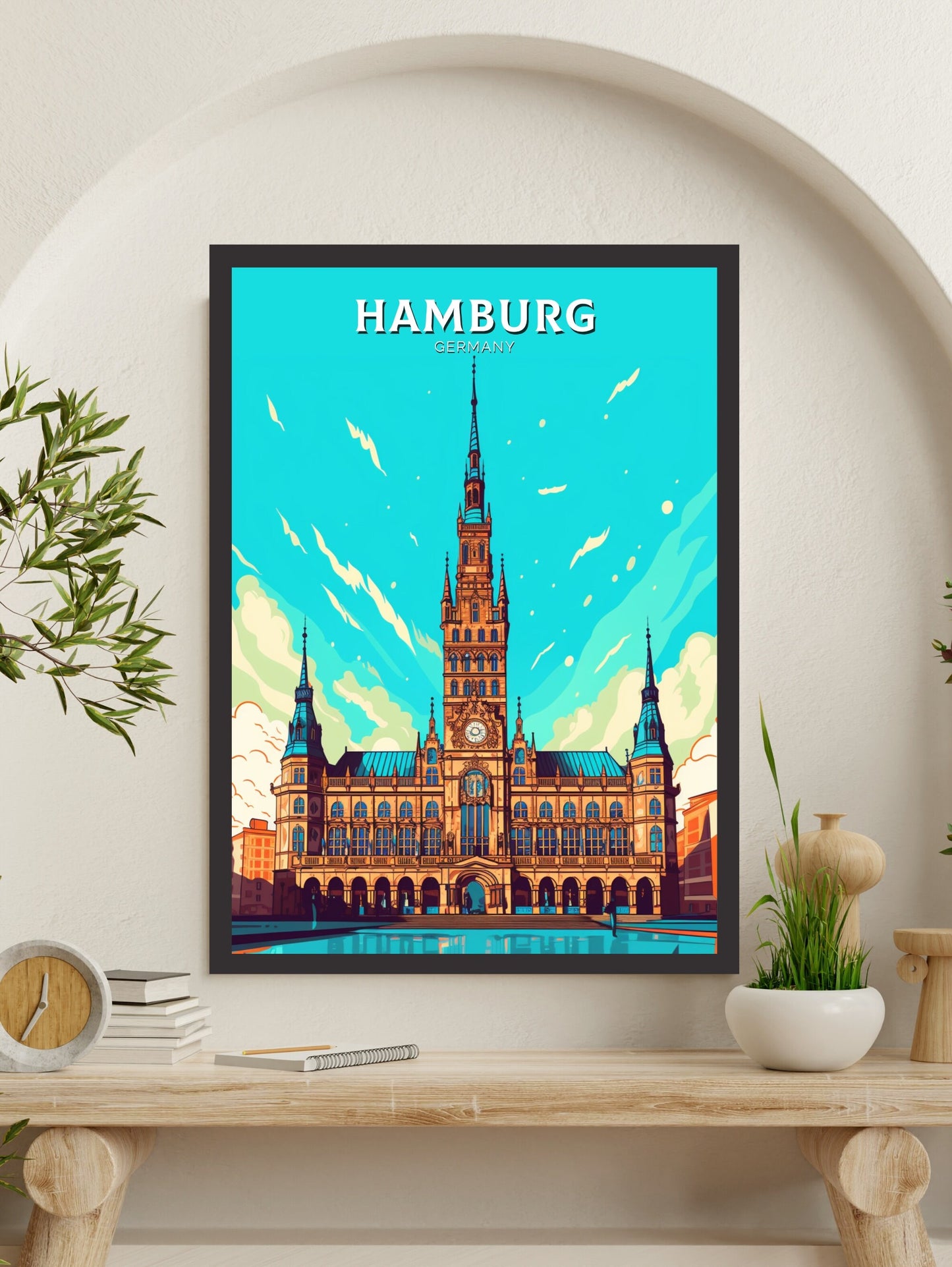 Hamburg Poster | Hamburg Illustration | Hamburg Wall Art | Hamburg Rathaus Print | Hamburg Print | Germany Poster | Hamburg Poster | ID 463