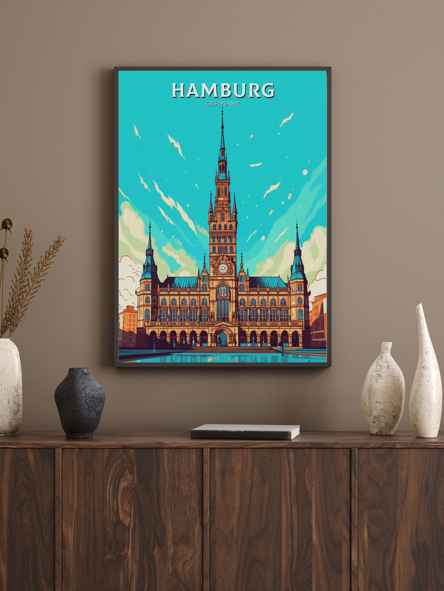 Hamburg Poster | Hamburg Illustration | Hamburg Wall Art | Hamburg Rathaus Print | Hamburg Print | Germany Poster | Hamburg Poster | ID 463