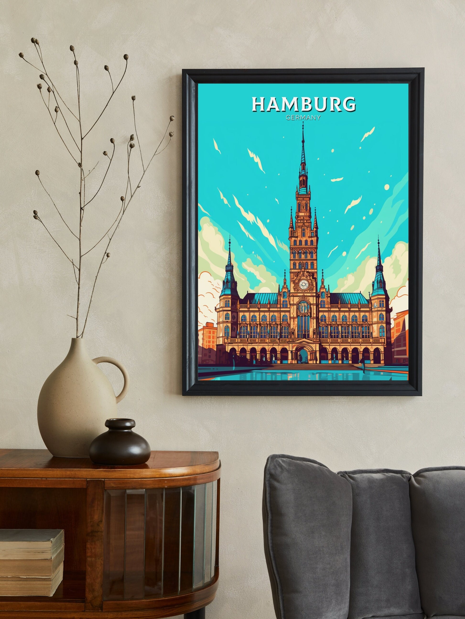 Hamburg Poster | Hamburg Illustration | Hamburg Wall Art | Hamburg Rathaus Print | Hamburg Print | Germany Poster | Hamburg Poster | ID 463