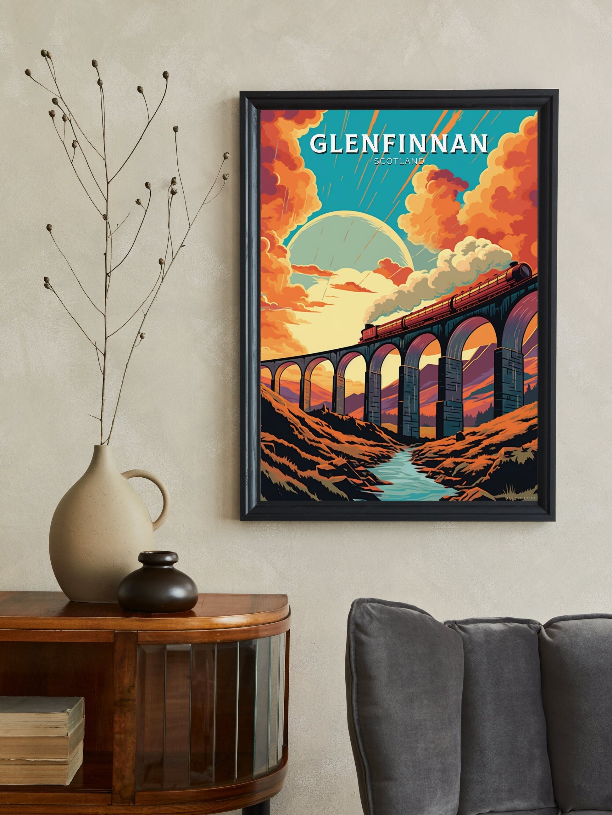 Glenfinnan Travel Print | Glenfinnan Travel Poster | Glenfinnan Viaduct | Scotland Wall Art | Scotland Poster | Scotland Print | ID 465