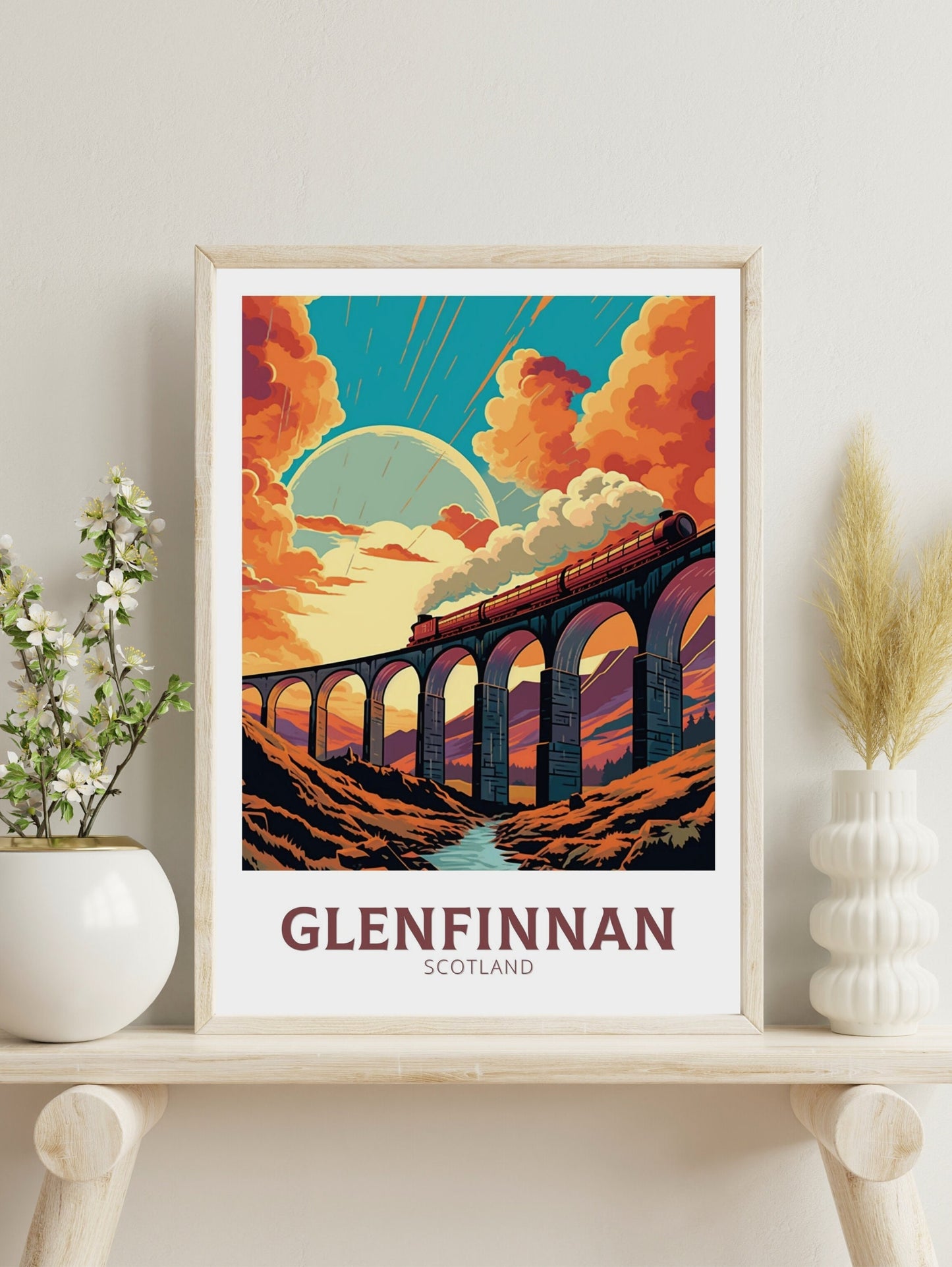 Glenfinnan Travel Print | Glenfinnan Travel Poster | Glenfinnan Viaduct | Scotland Wall Art | Scotland Poster | Scotland Print | ID 466