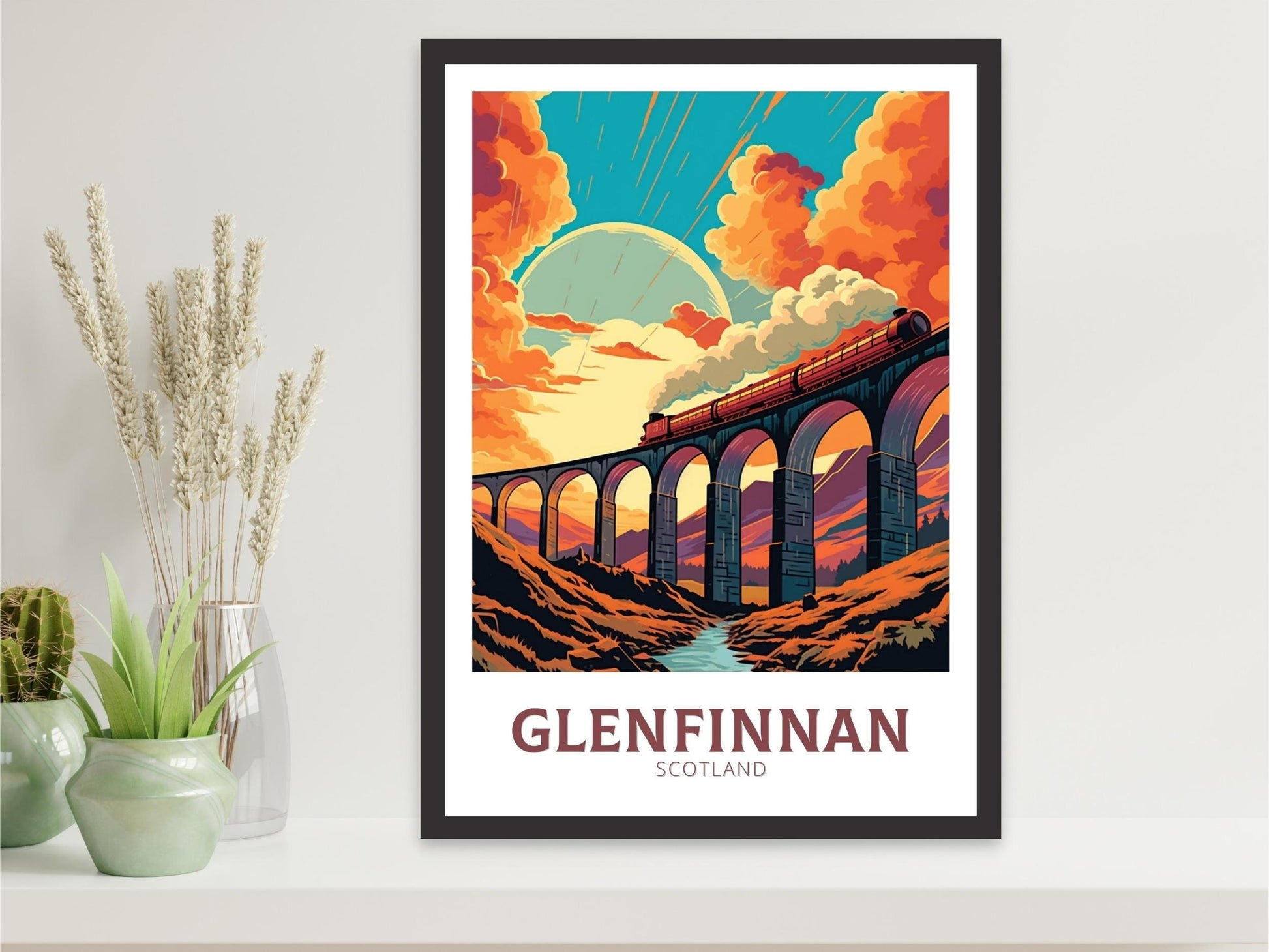 Glenfinnan Travel Print | Glenfinnan Travel Poster | Glenfinnan Viaduct | Scotland Wall Art | Scotland Poster | Scotland Print | ID 466