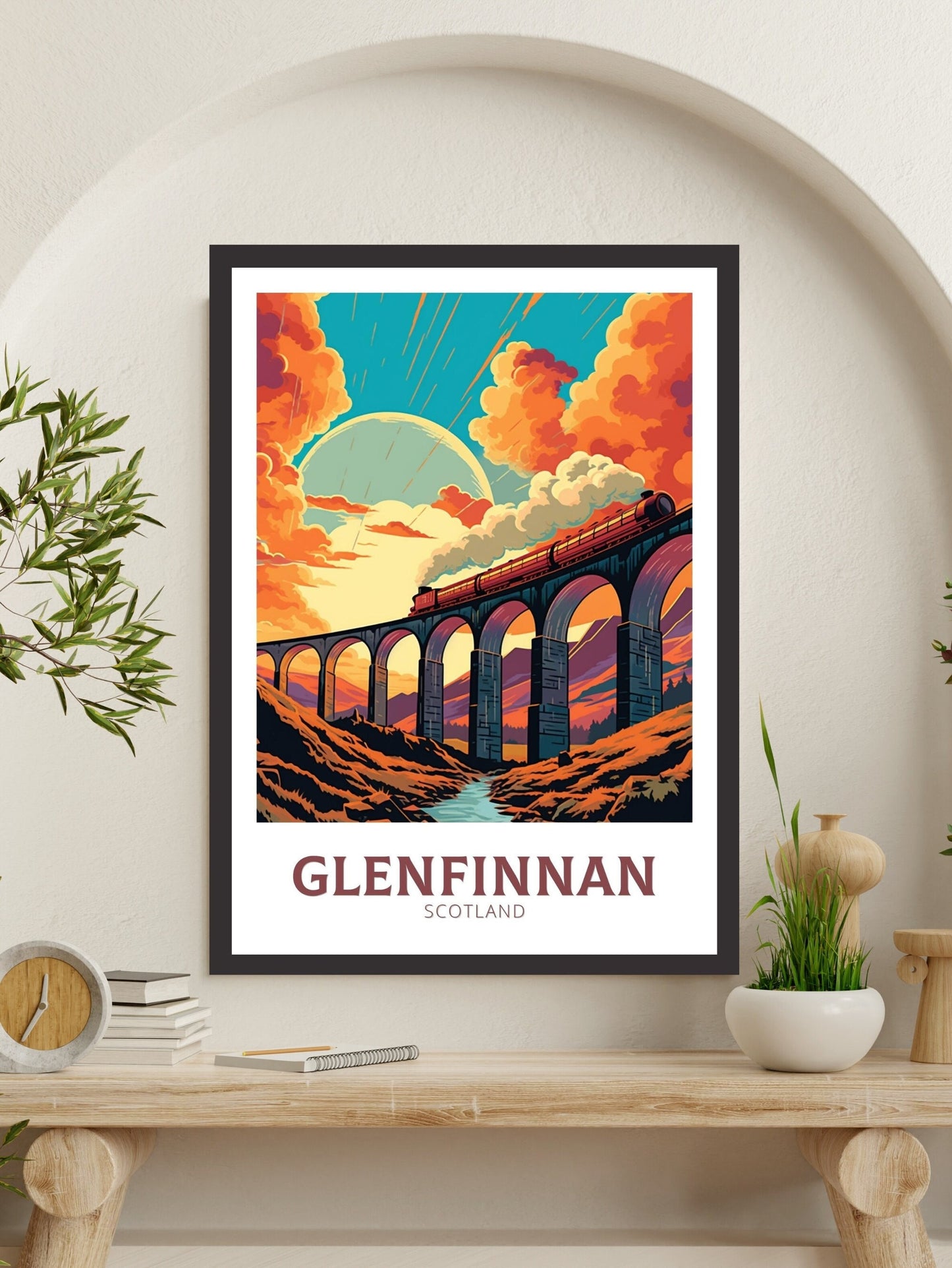 Glenfinnan Travel Print | Glenfinnan Travel Poster | Glenfinnan Viaduct | Scotland Wall Art | Scotland Poster | Scotland Print | ID 466