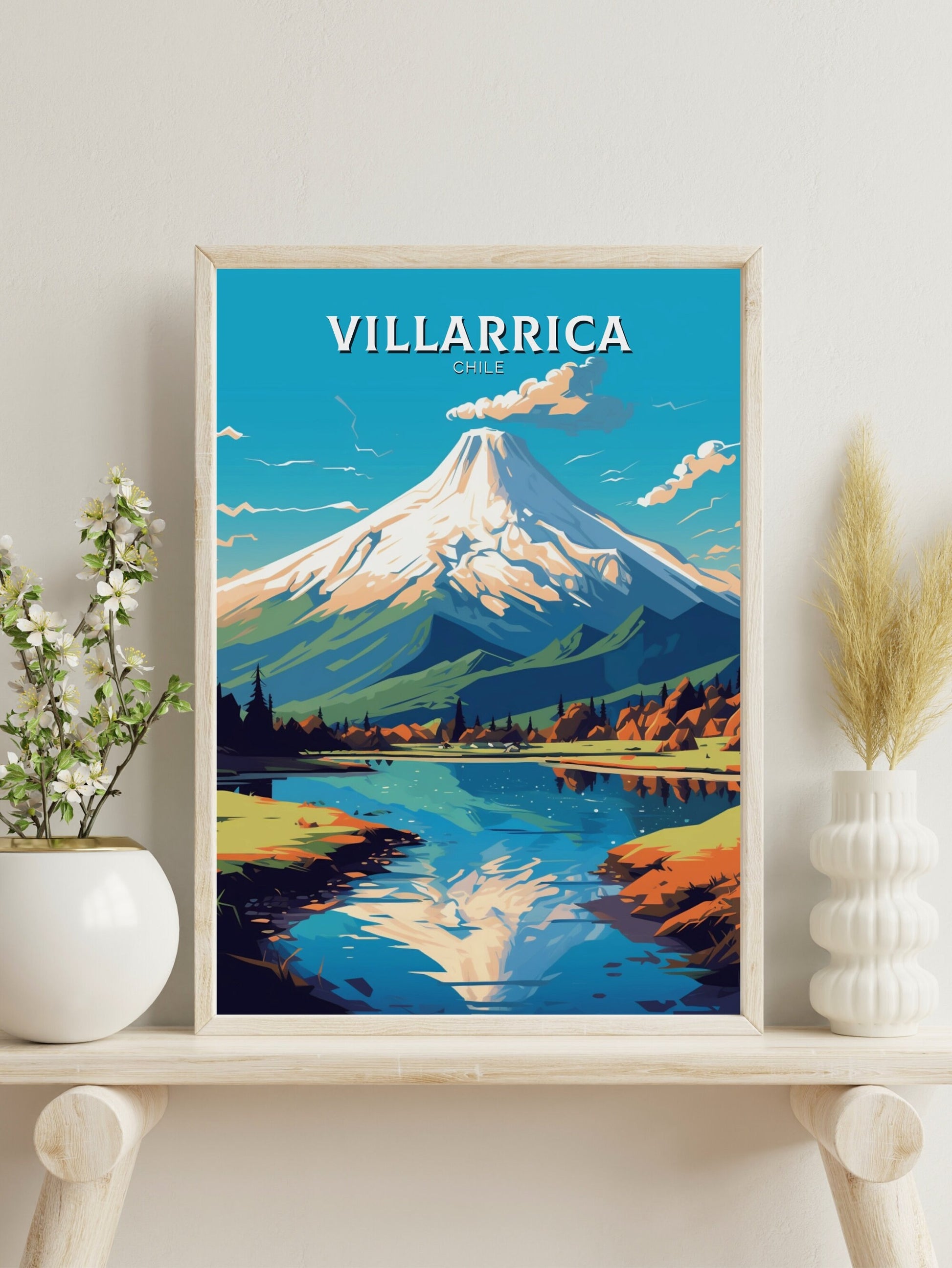 Villarrica Travel Print | Villarrica Travel Poster | Villarrica Design | Villarrica Wall Art | Villarrica Painting | Chile Poster | ID 469