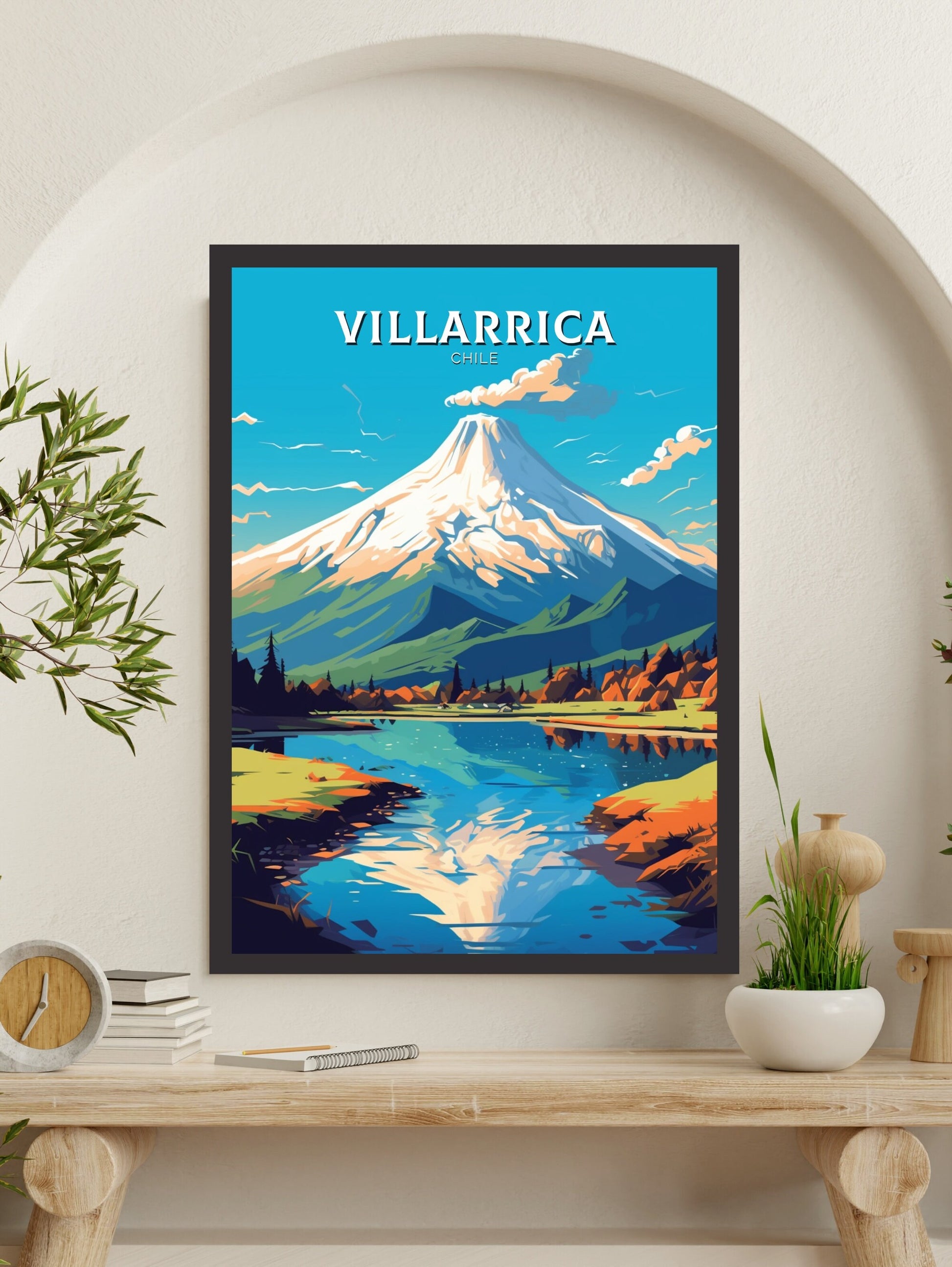 Villarrica Travel Print | Villarrica Travel Poster | Villarrica Design | Villarrica Wall Art | Villarrica Painting | Chile Poster | ID 469