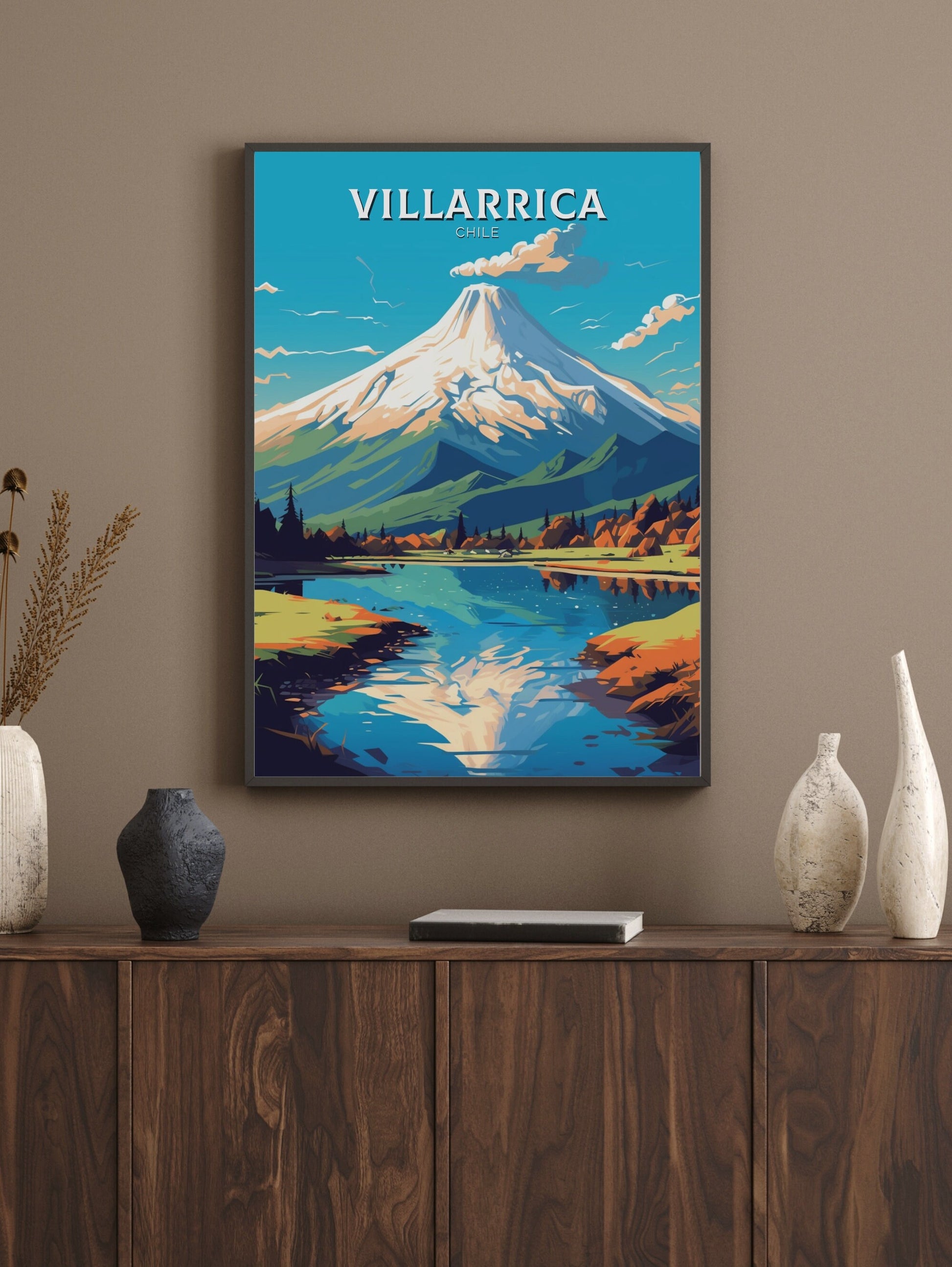 Villarrica Travel Print | Villarrica Travel Poster | Villarrica Design | Villarrica Wall Art | Villarrica Painting | Chile Poster | ID 469