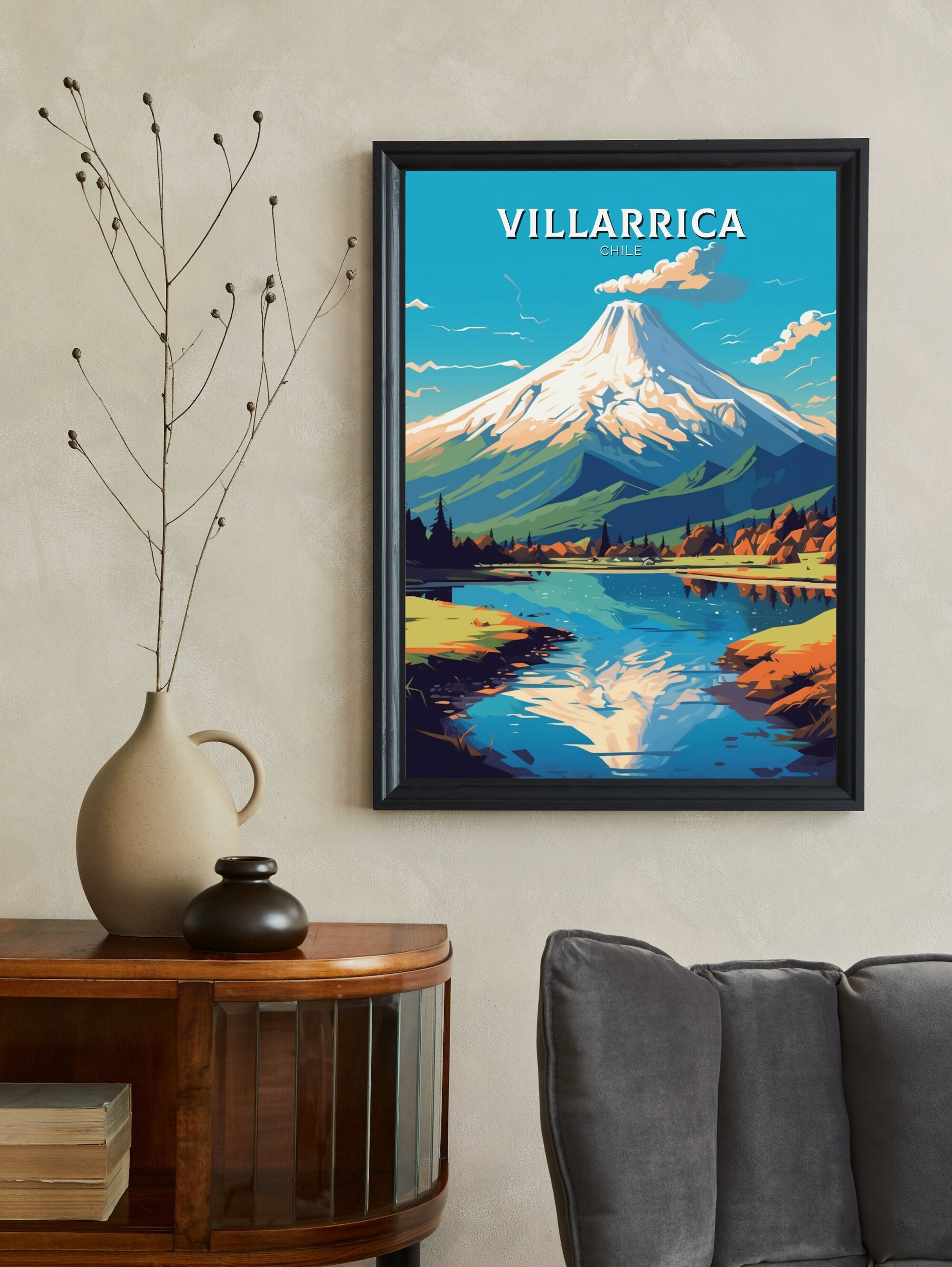 Villarrica Travel Print | Villarrica Travel Poster | Villarrica Design | Villarrica Wall Art | Villarrica Painting | Chile Poster | ID 469