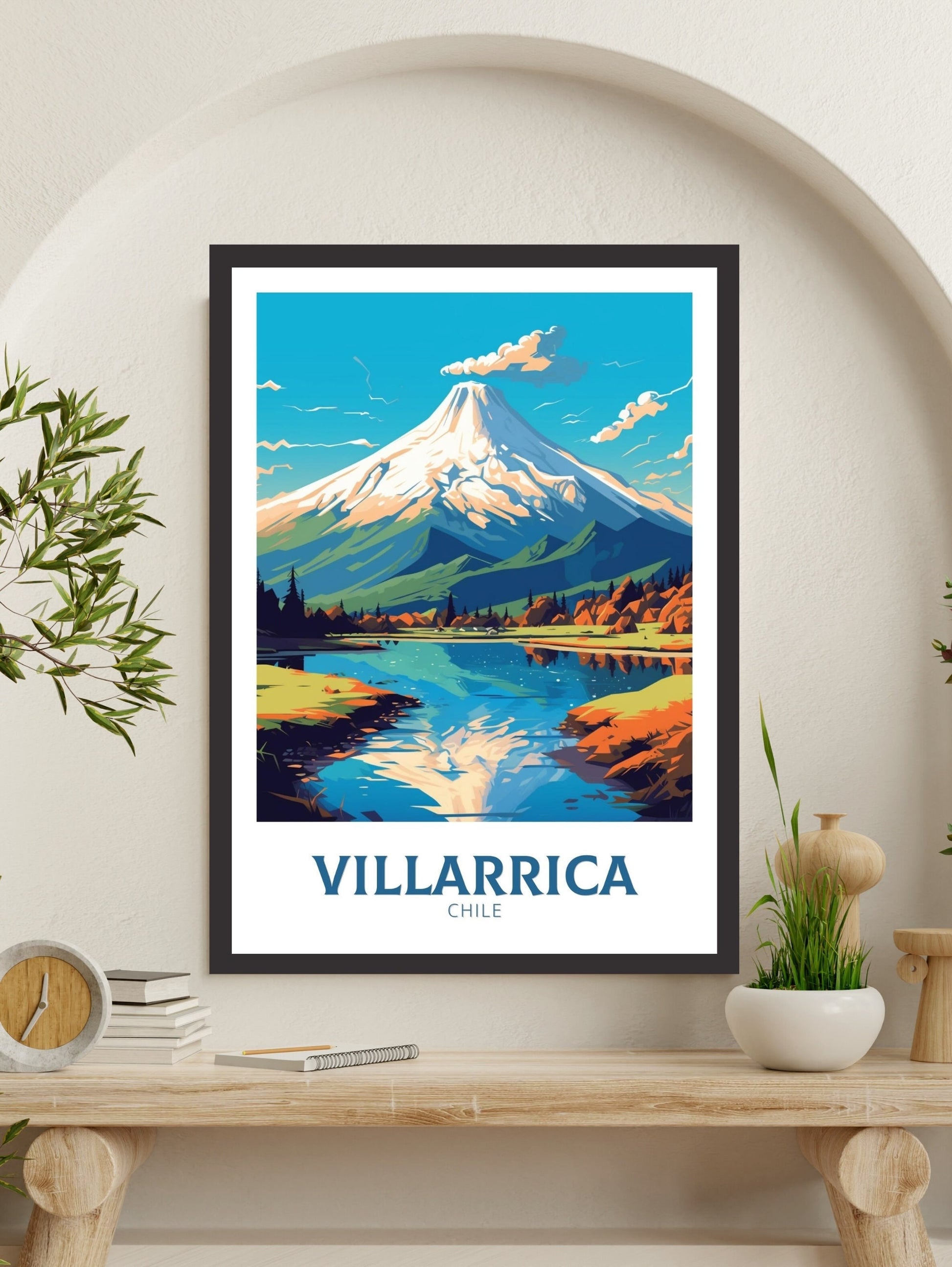 Villarrica Travel Poster | Villarrica Travel Print | Villarrica Design | Villarrica Wall Art | Villarrica Painting | Chile Print | ID 470