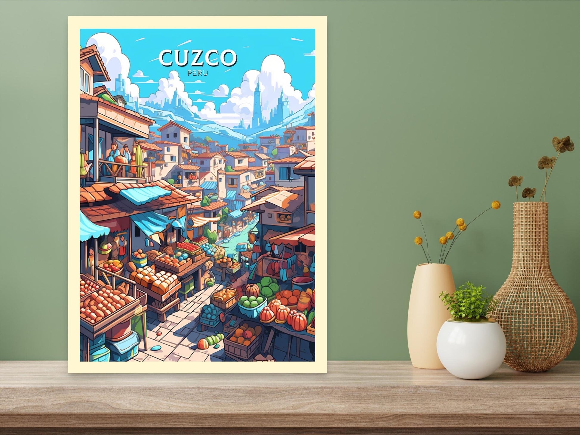 Cuzco Travel Print | Cuzco Travel Poster | Cuzco Design | Cuzco Wall Art | Cuzco Painting | Cuzco Markets | ID 471