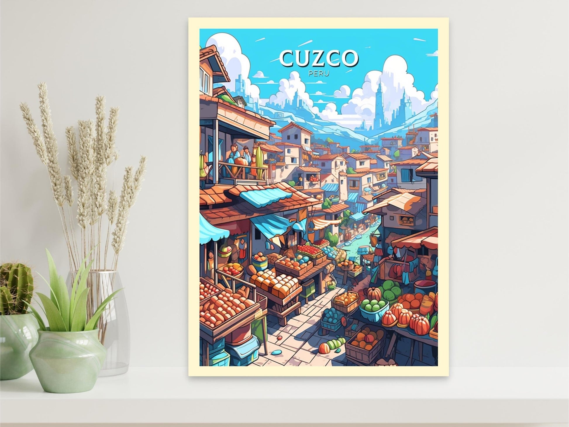 Cuzco Travel Print | Cuzco Travel Poster | Cuzco Design | Cuzco Wall Art | Cuzco Painting | Cuzco Markets | ID 471