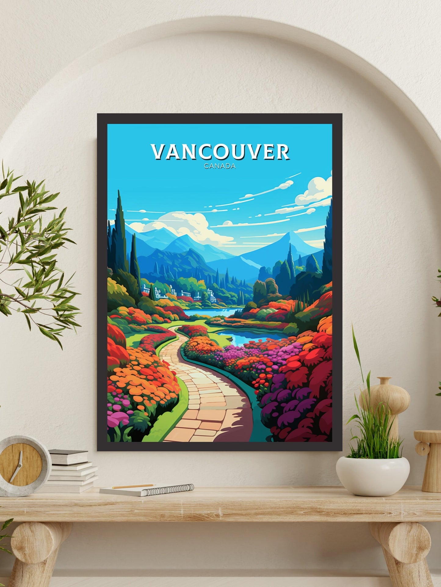 Vancouver Travel Print | Vancouver Poster | Illustration | Vancouver Art | Butchart Gardens Poster | City Landscape | Canada Print | ID 479