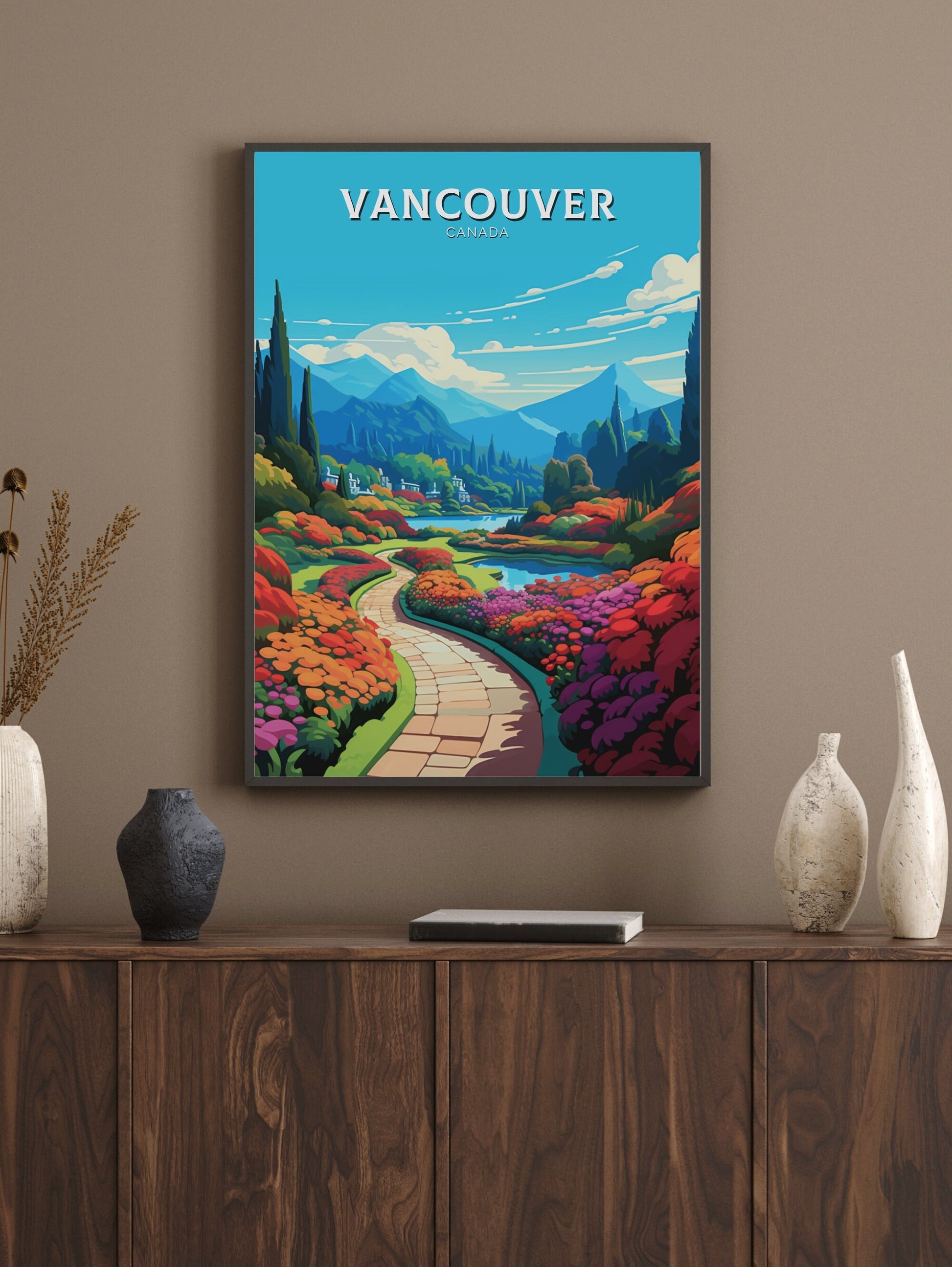 Vancouver Travel Print | Vancouver Poster | Illustration | Vancouver Art | Butchart Gardens Poster | City Landscape | Canada Print | ID 479