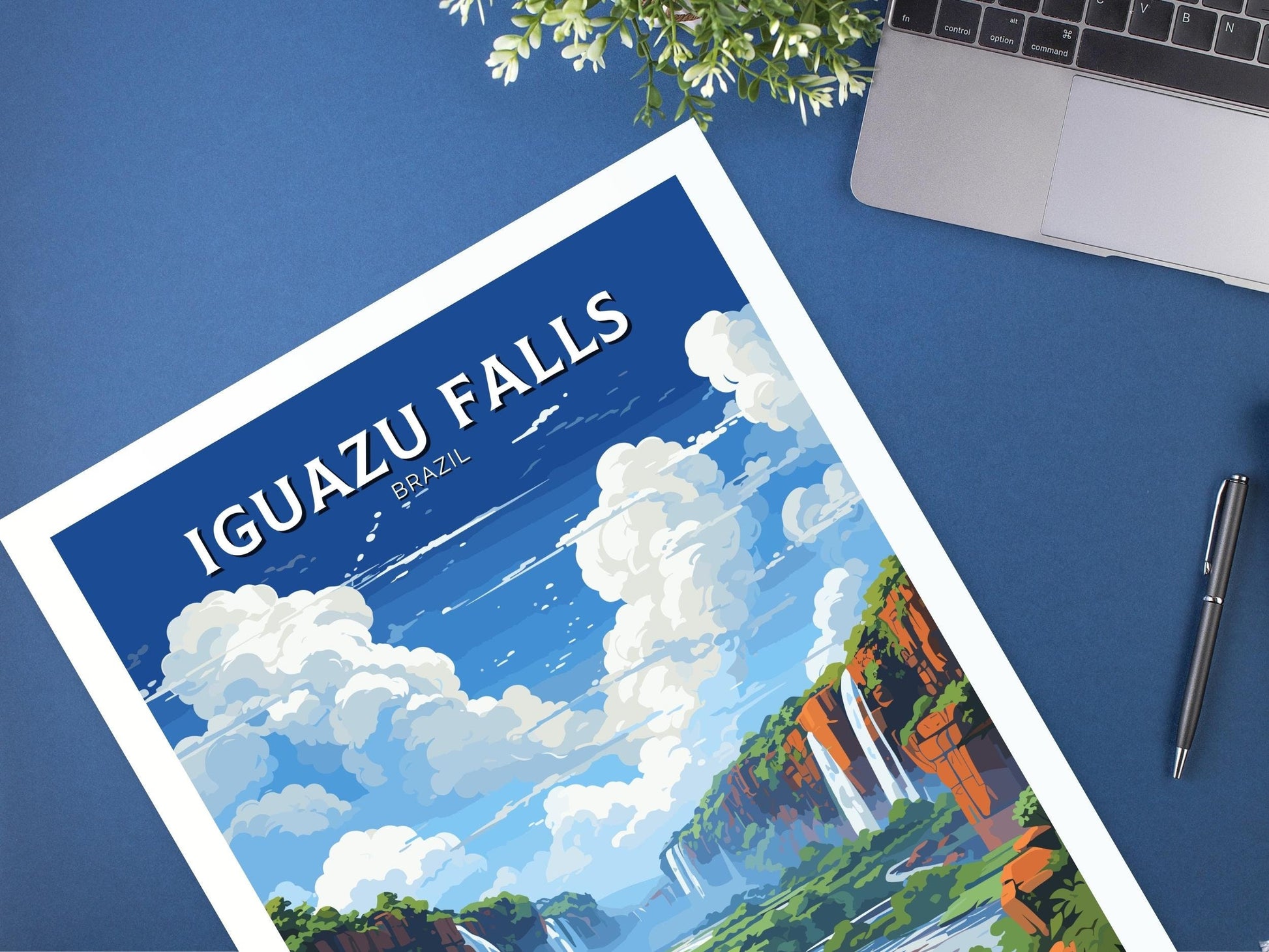 Iguazu Falls Travel Print | Iguazu Falls Illustration | Iguazu Falls Wall Art | Iguazu Falls Print | Iguazu Falls Print Painting | ID 039