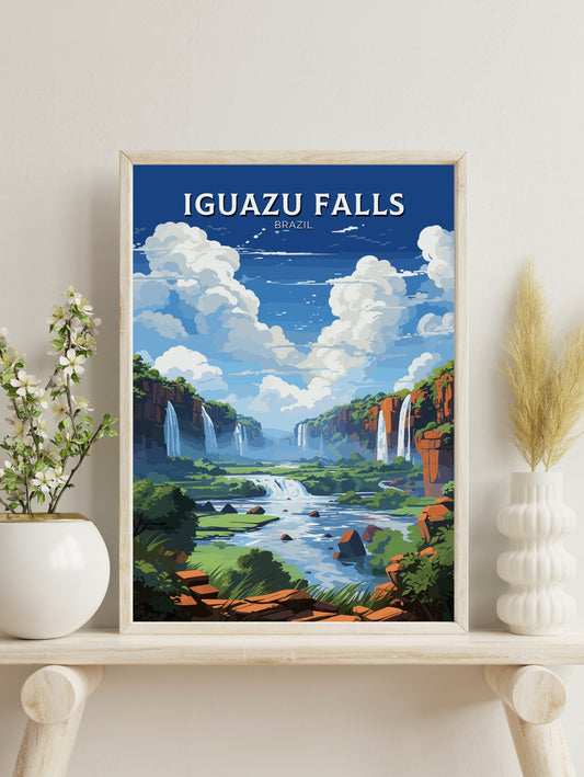 Iguazu Falls Travel Print | Iguazu Falls Illustration | Iguazu Falls Wall Art | Iguazu Falls Print | Iguazu Falls Print Painting | ID 039