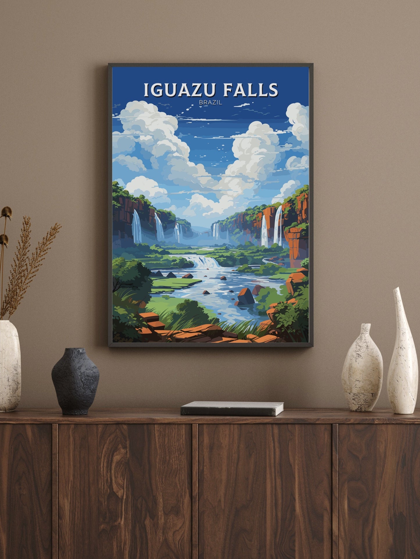 Iguazu Falls Travel Print | Iguazu Falls Illustration | Iguazu Falls Wall Art | Iguazu Falls Print | Iguazu Falls Print Painting | ID 039