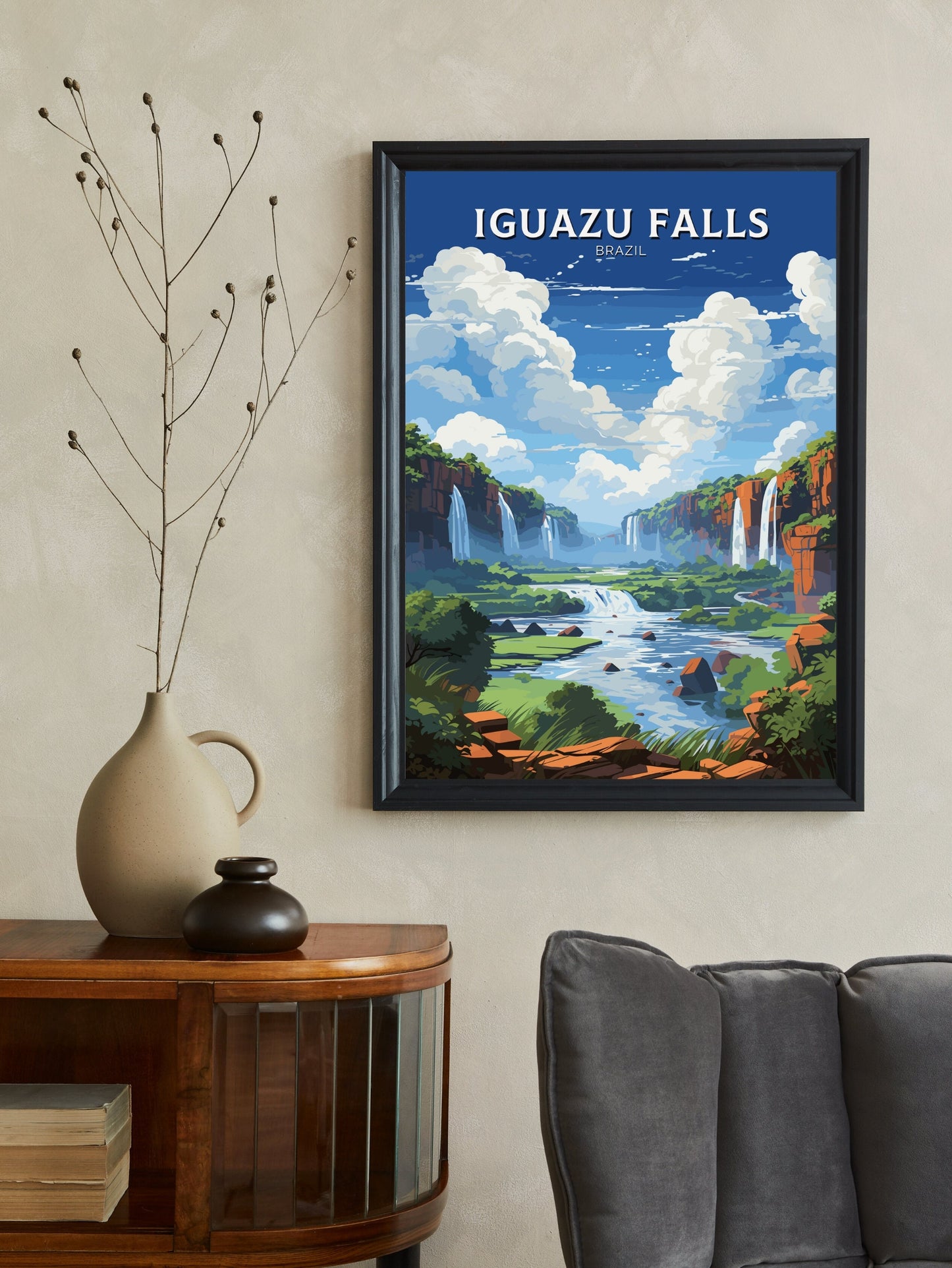 Iguazu Falls Travel Print | Iguazu Falls Illustration | Iguazu Falls Wall Art | Iguazu Falls Print | Iguazu Falls Print Painting | ID 039