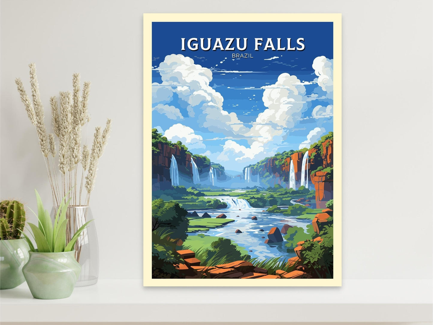 Iguazu Falls Travel Print | Iguazu Falls Illustration | Iguazu Falls Wall Art | Iguazu Falls Print | Iguazu Falls Print Painting | ID 039