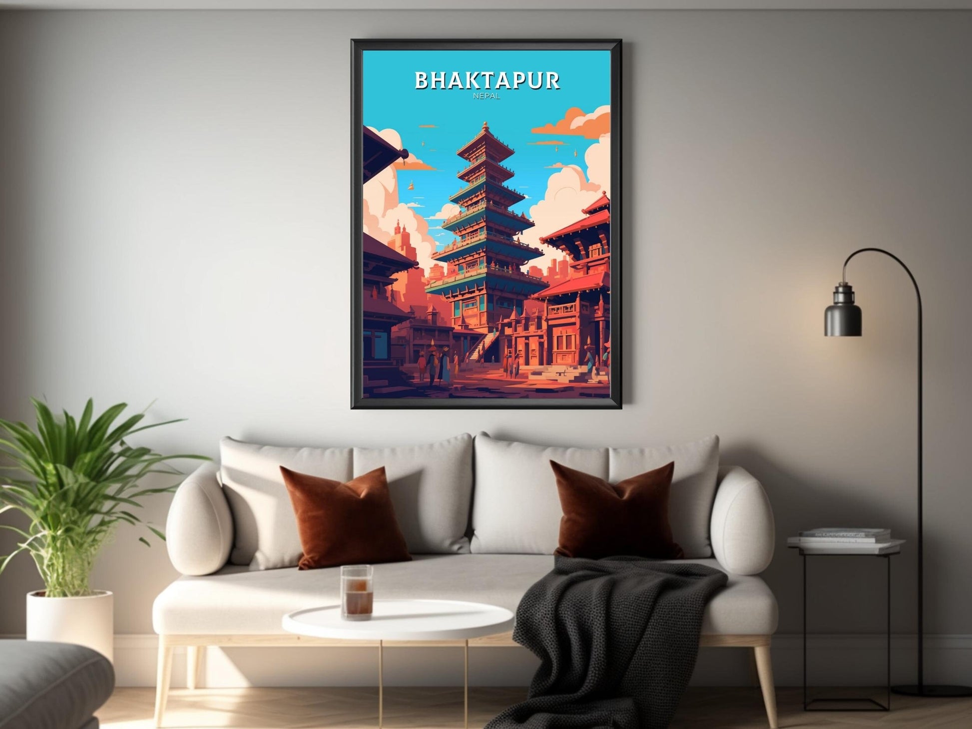 Bhaktapur Travel Print | Bhaktapur Poster | Bhaktapur Illustration | Durbar Square | Bhaktapur Nepal Poster | Bhaktapur Art | ID 482